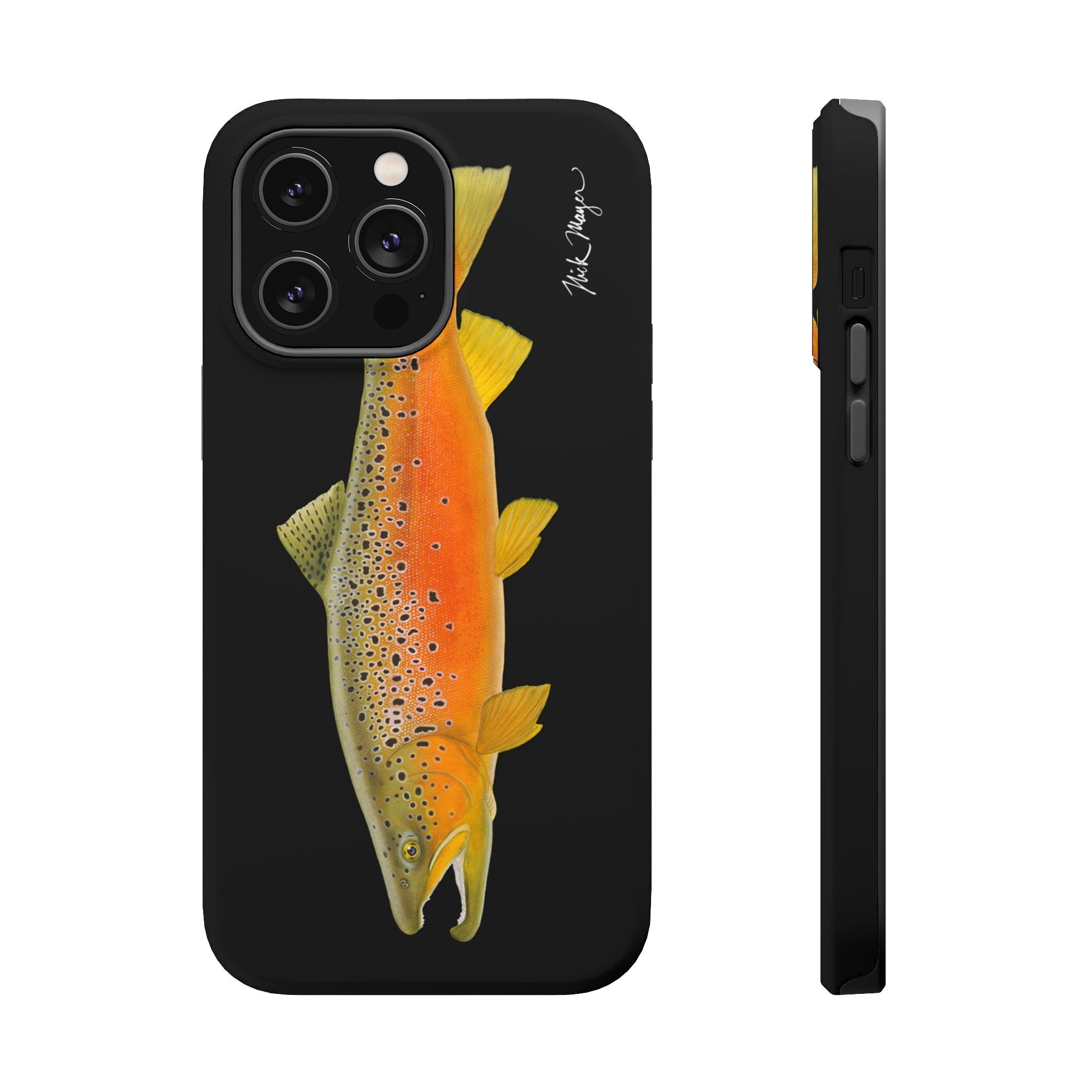Brown Trout 2 Black MagSafe iPhone Case, NEW for Holiday 2025!