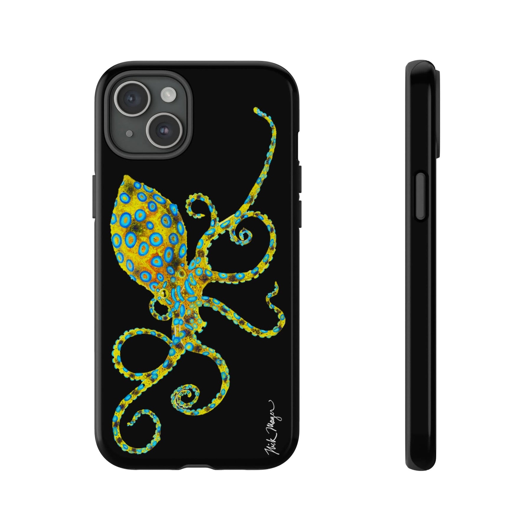 Blue Ringed Octopus Black iPhone 15 Case
