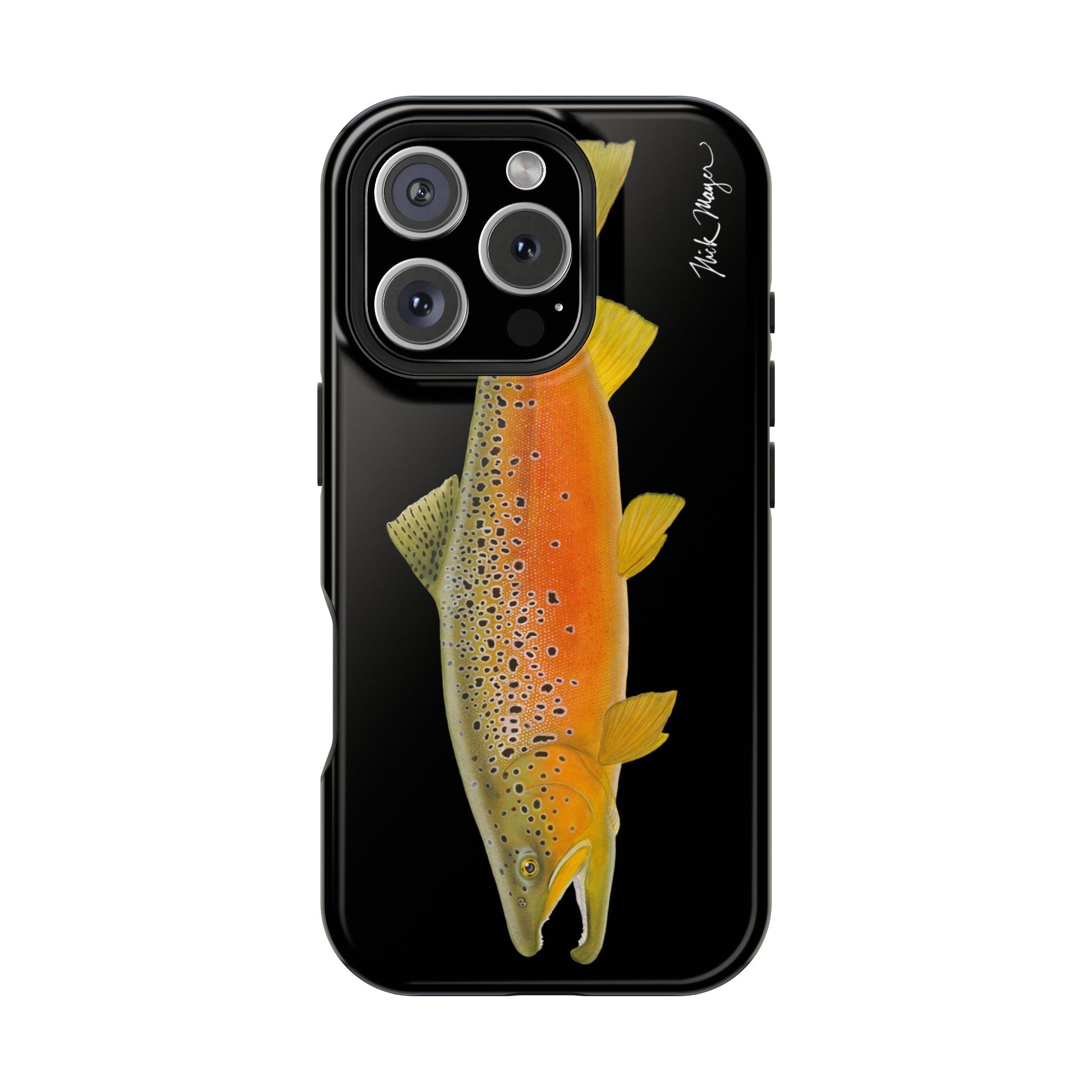 Brown Trout 2 Black MagSafe iPhone Case, NEW for Holiday 2025!