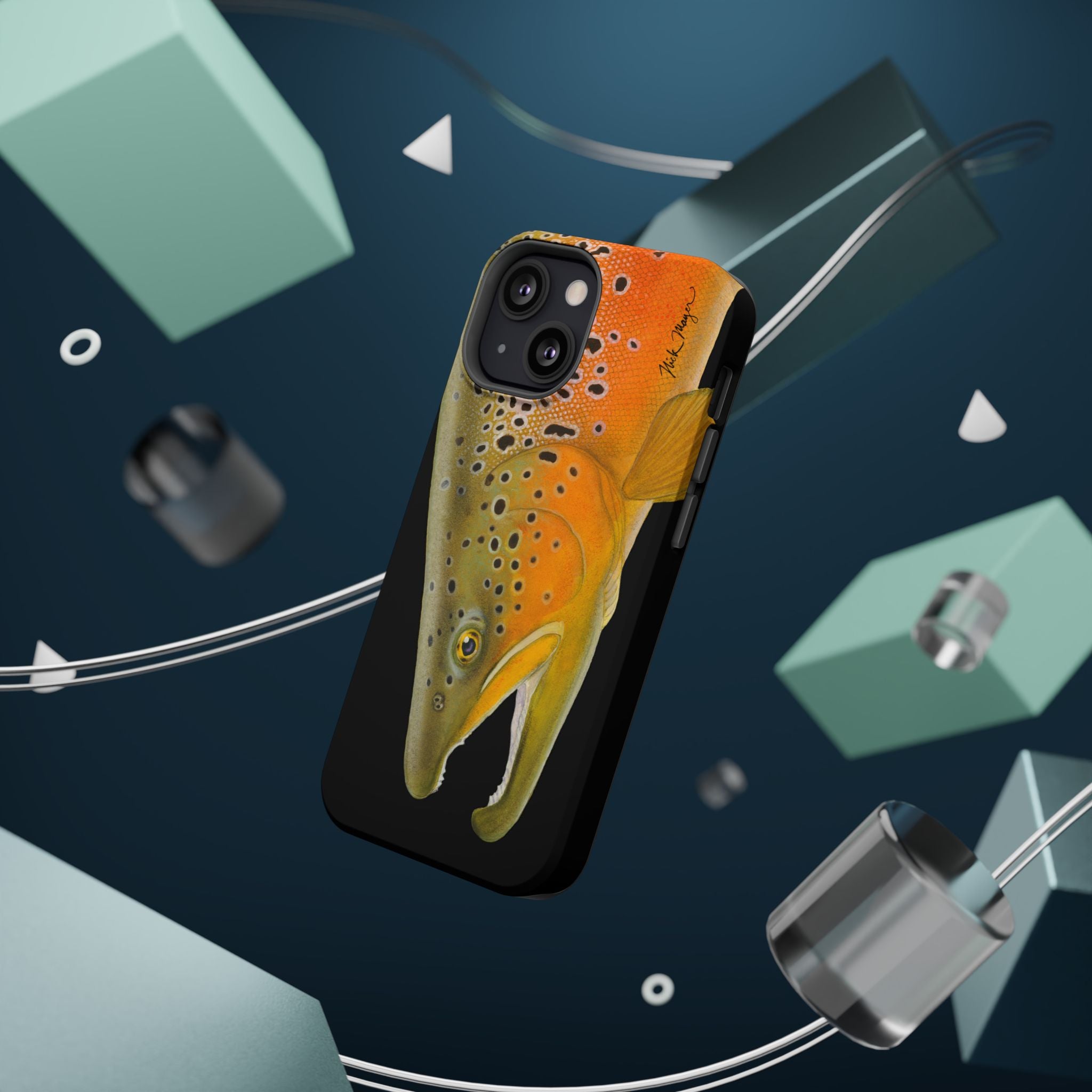 Brown Trout 2 Black MagSafe iPhone Case