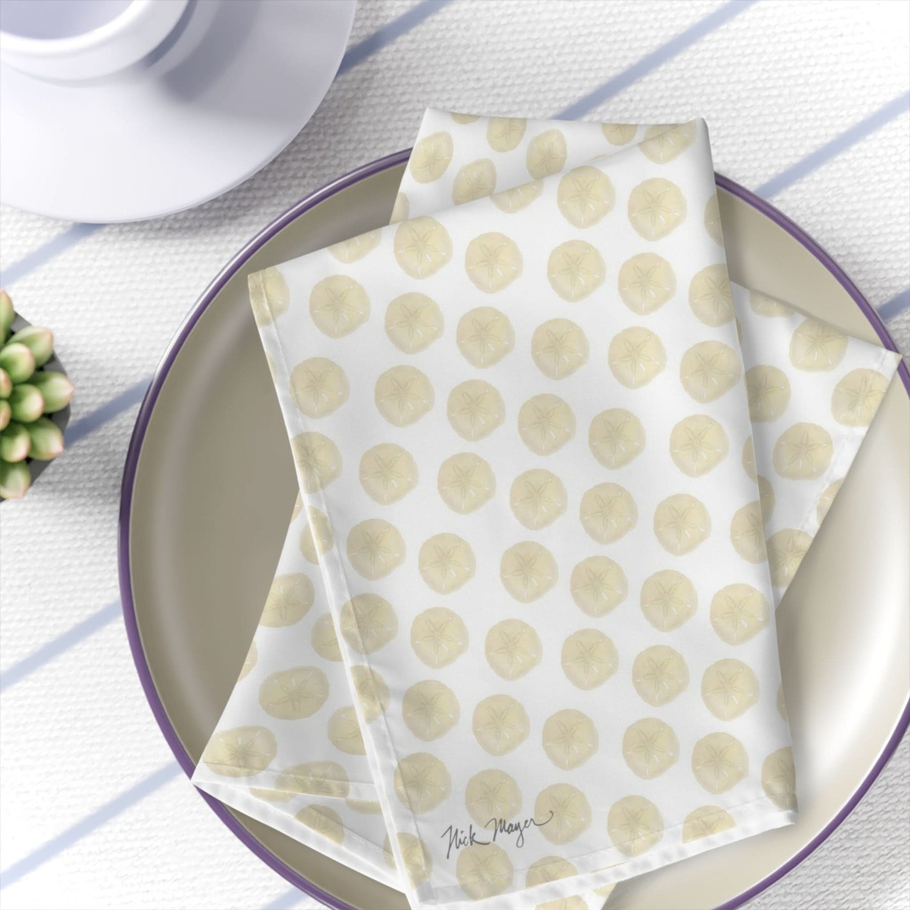 Ivory Sand Dollars II 4 Piece Cloth Napkin Set