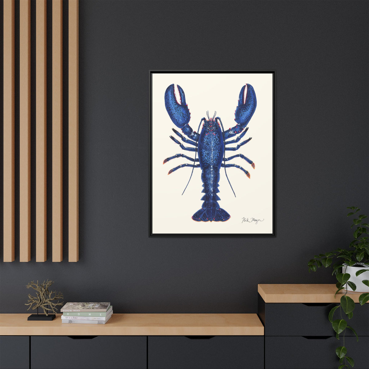 Blue Lobster II Framed Canvas Print Printify