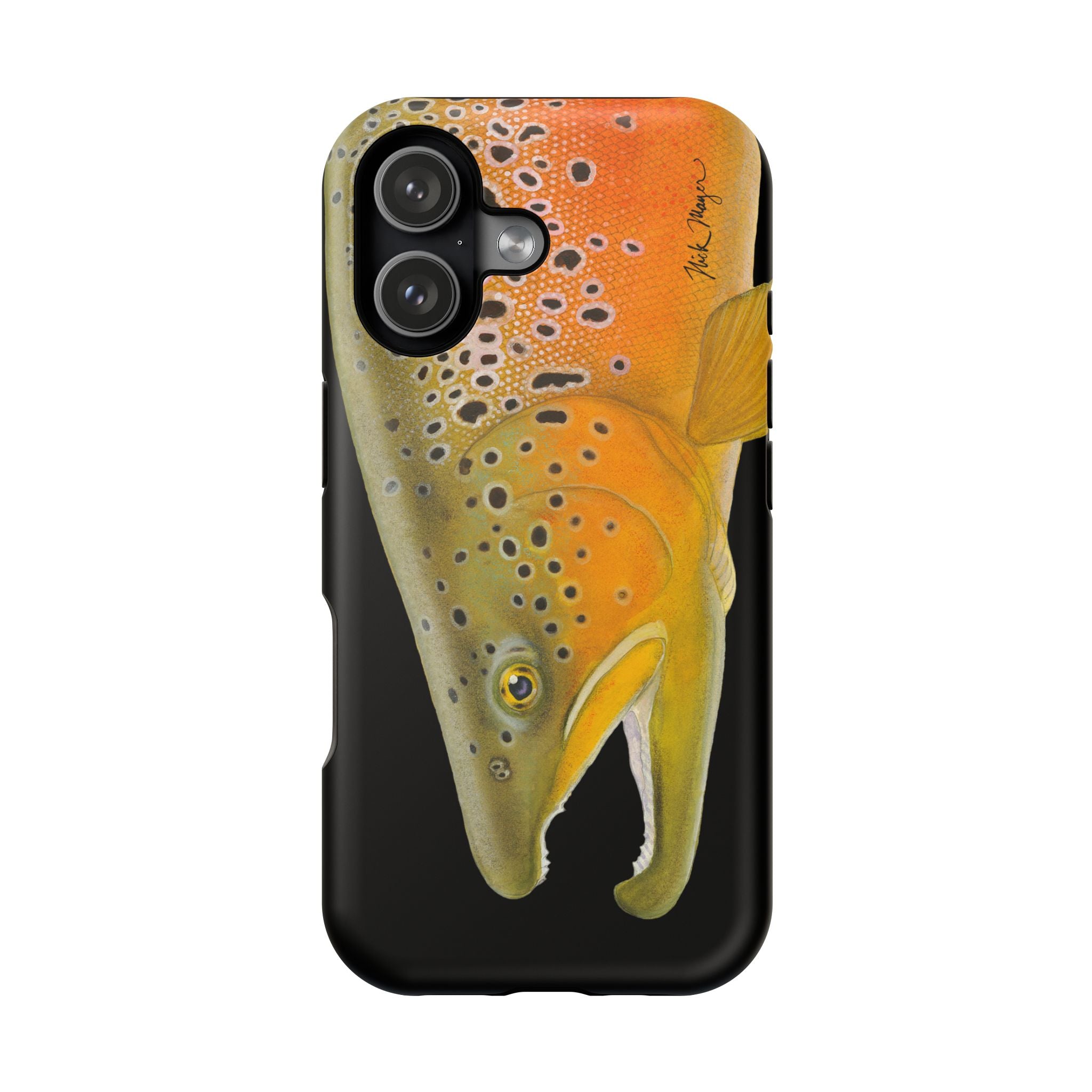Brown Trout 2 Black MagSafe iPhone Case