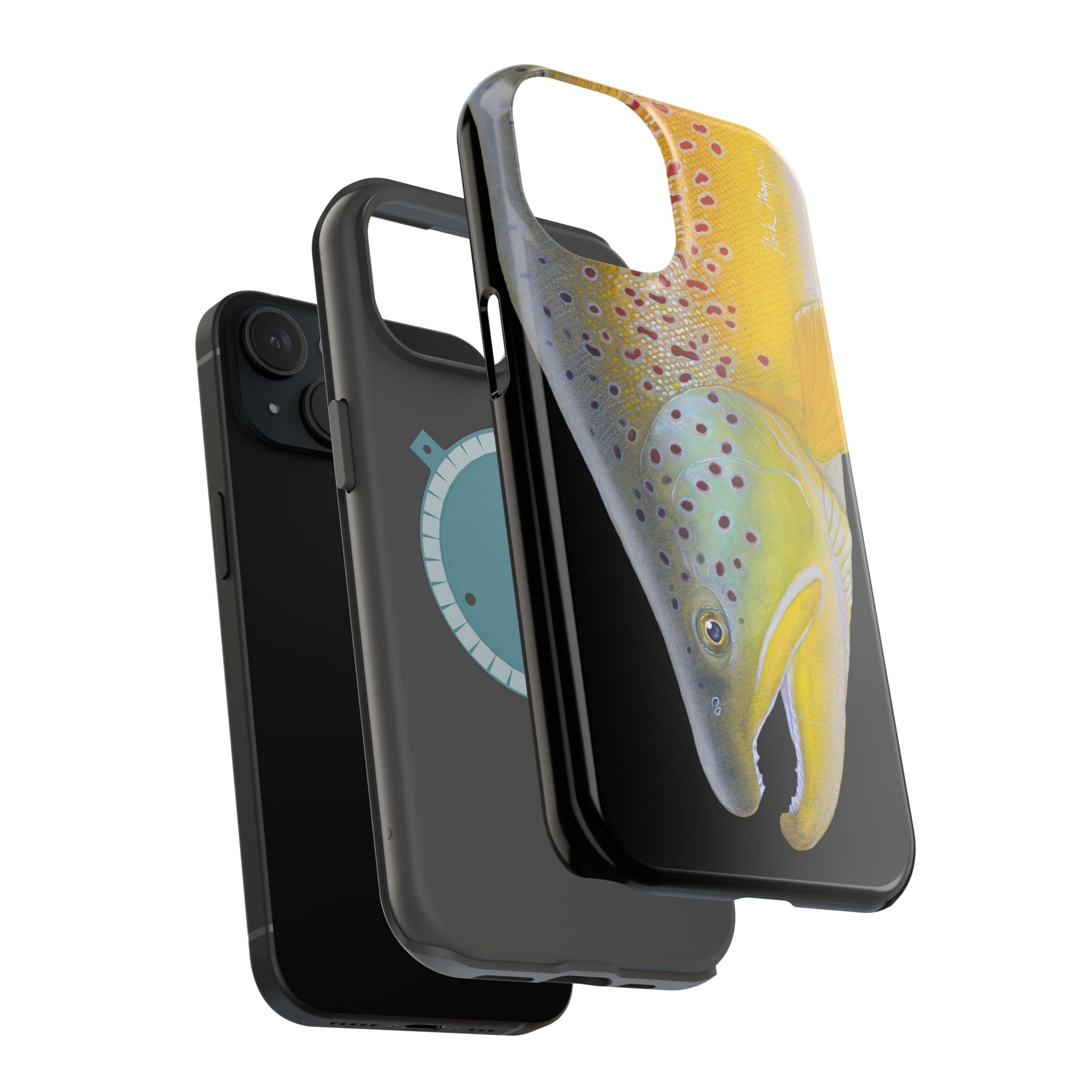 Brown Trout 3 Face Black MagSafe iPhone Case