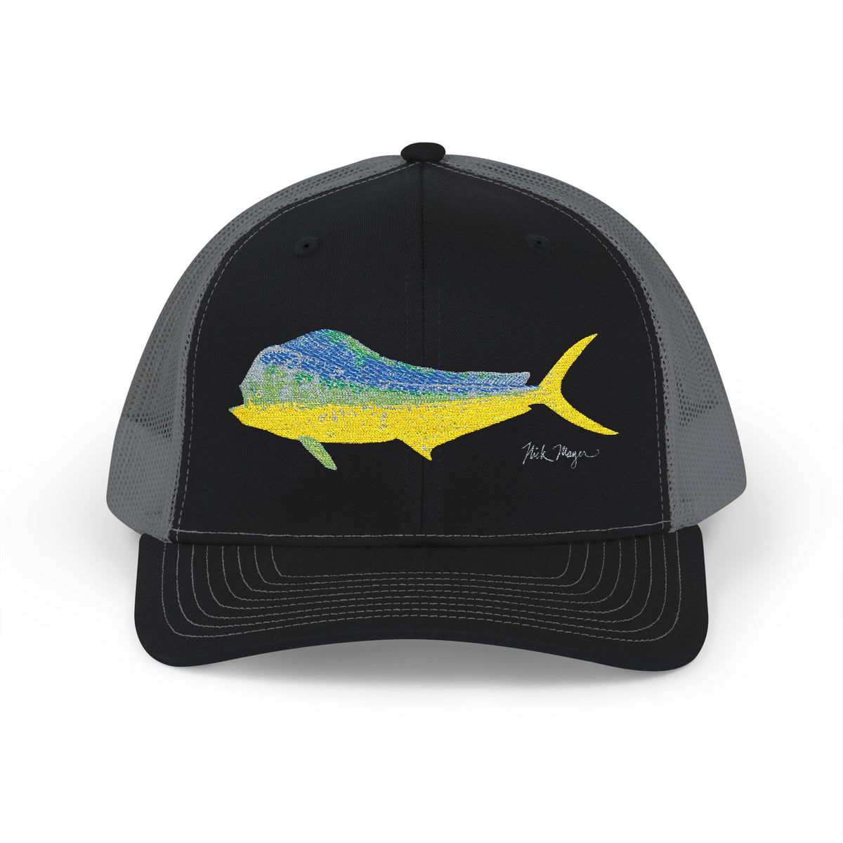 Bull Mahi Embroidered Snapback Trucker Hat Printify