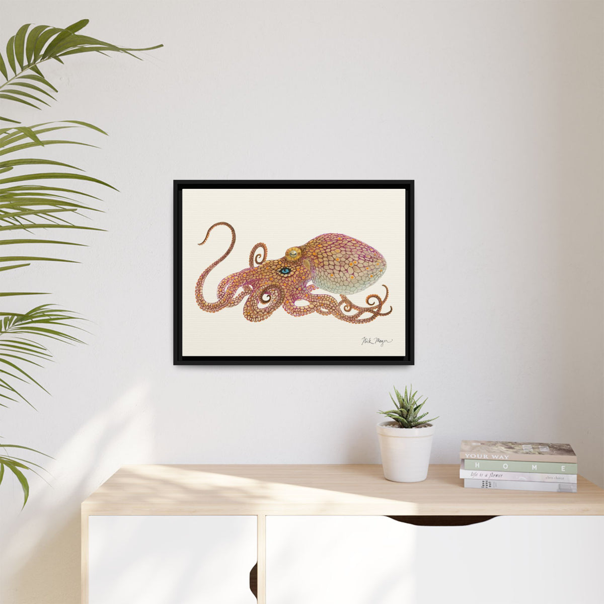 Two Spot Octopus Framed Canvas Print Printify