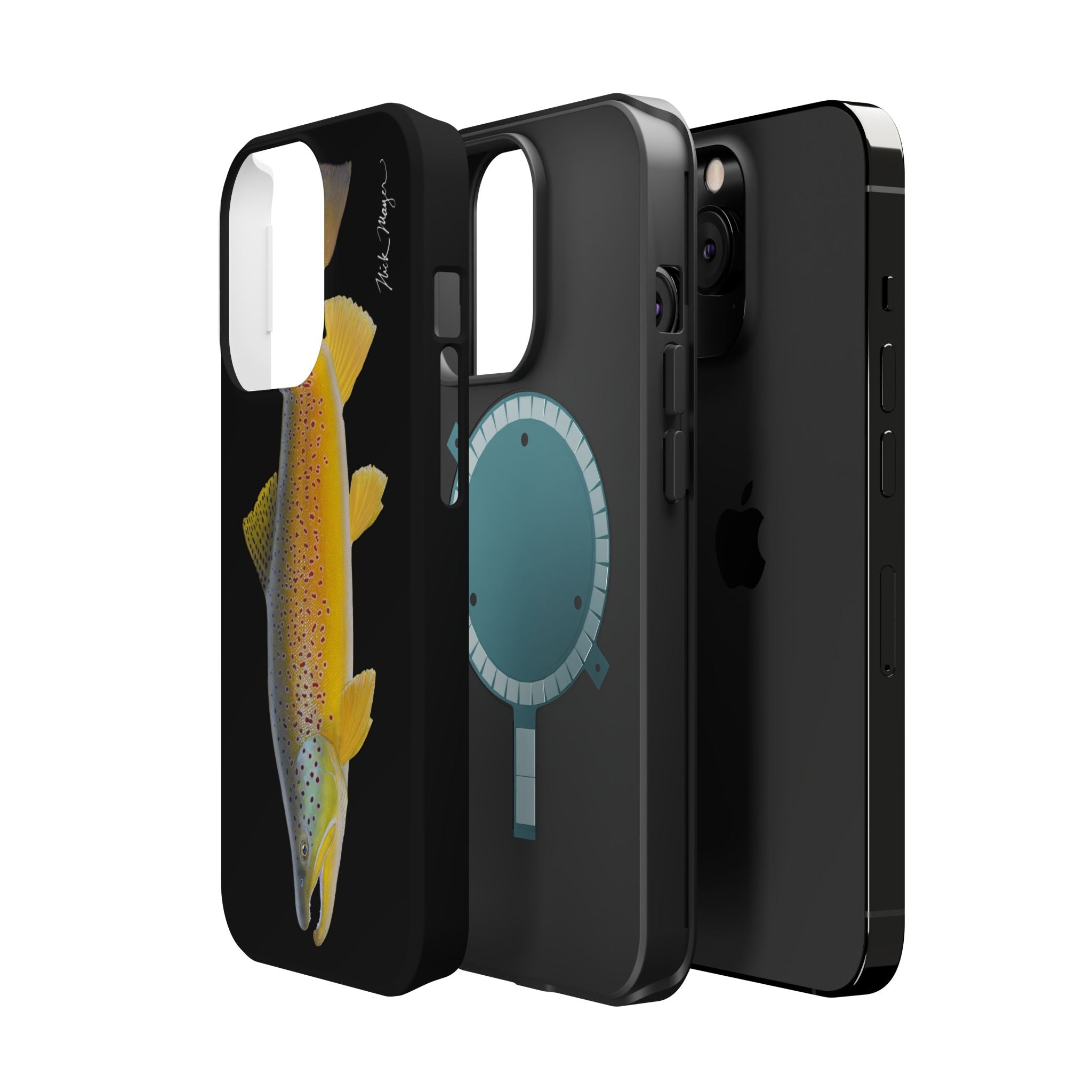 Brown Trout 3 Black MagSafe iPhone Case