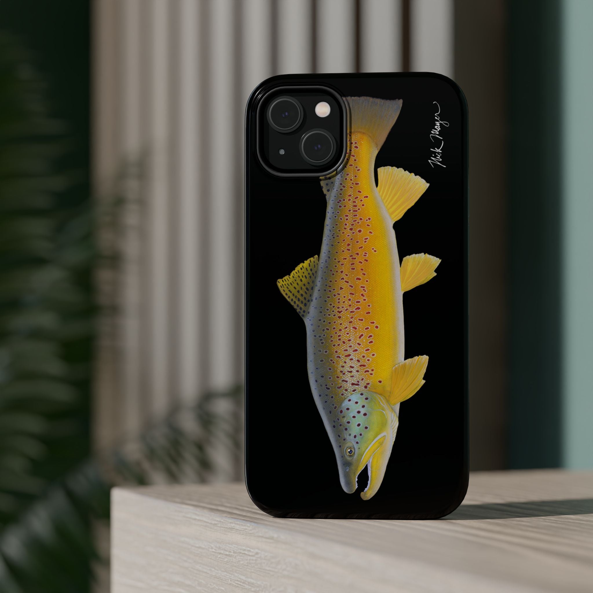 Brown Trout 3 Black MagSafe iPhone Case