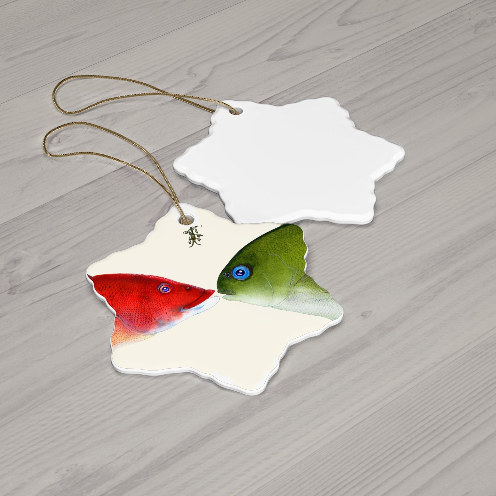 Holiday Kisses Ceramic Ornament