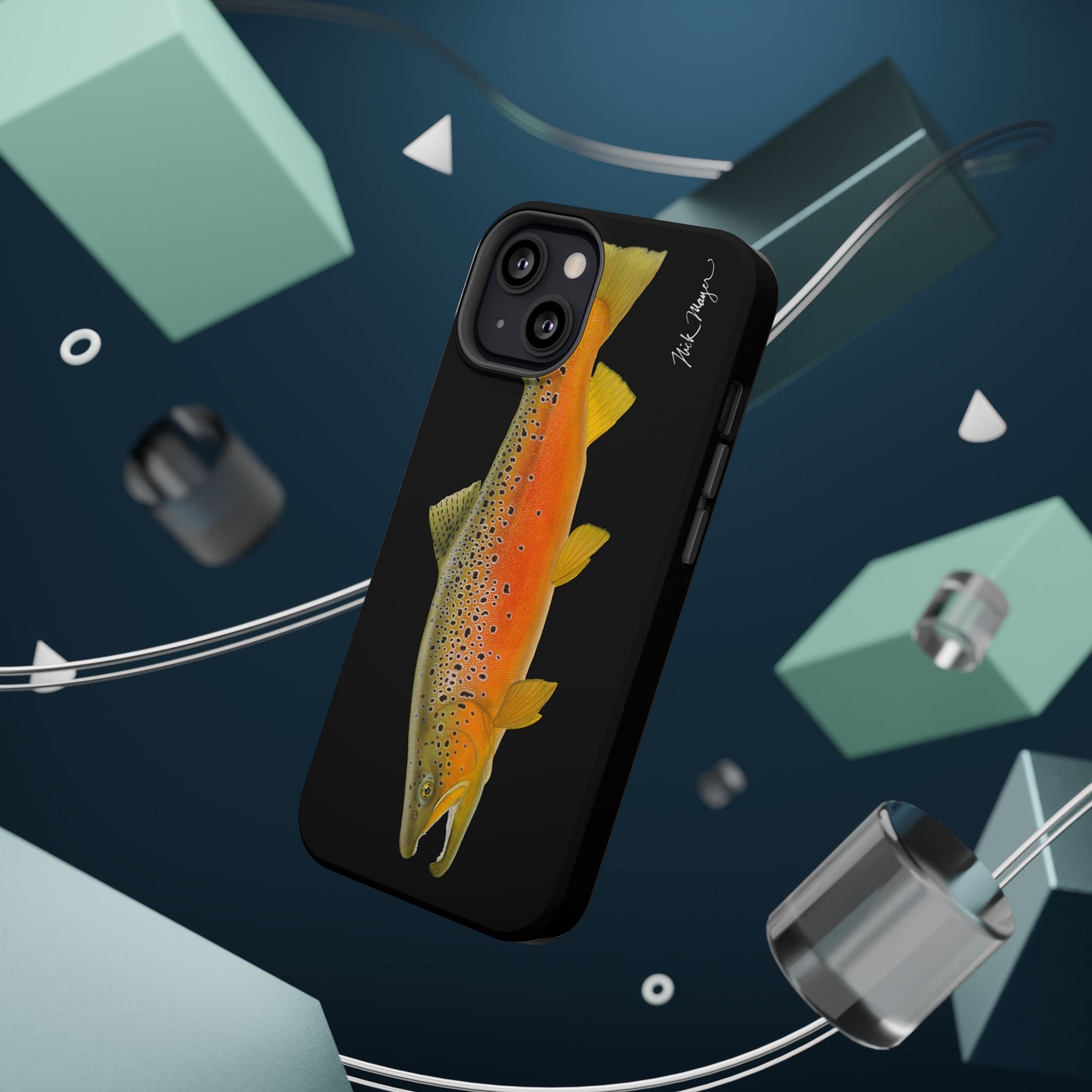 Brown Trout 2 Black MagSafe iPhone Case, NEW for Holiday 2025!