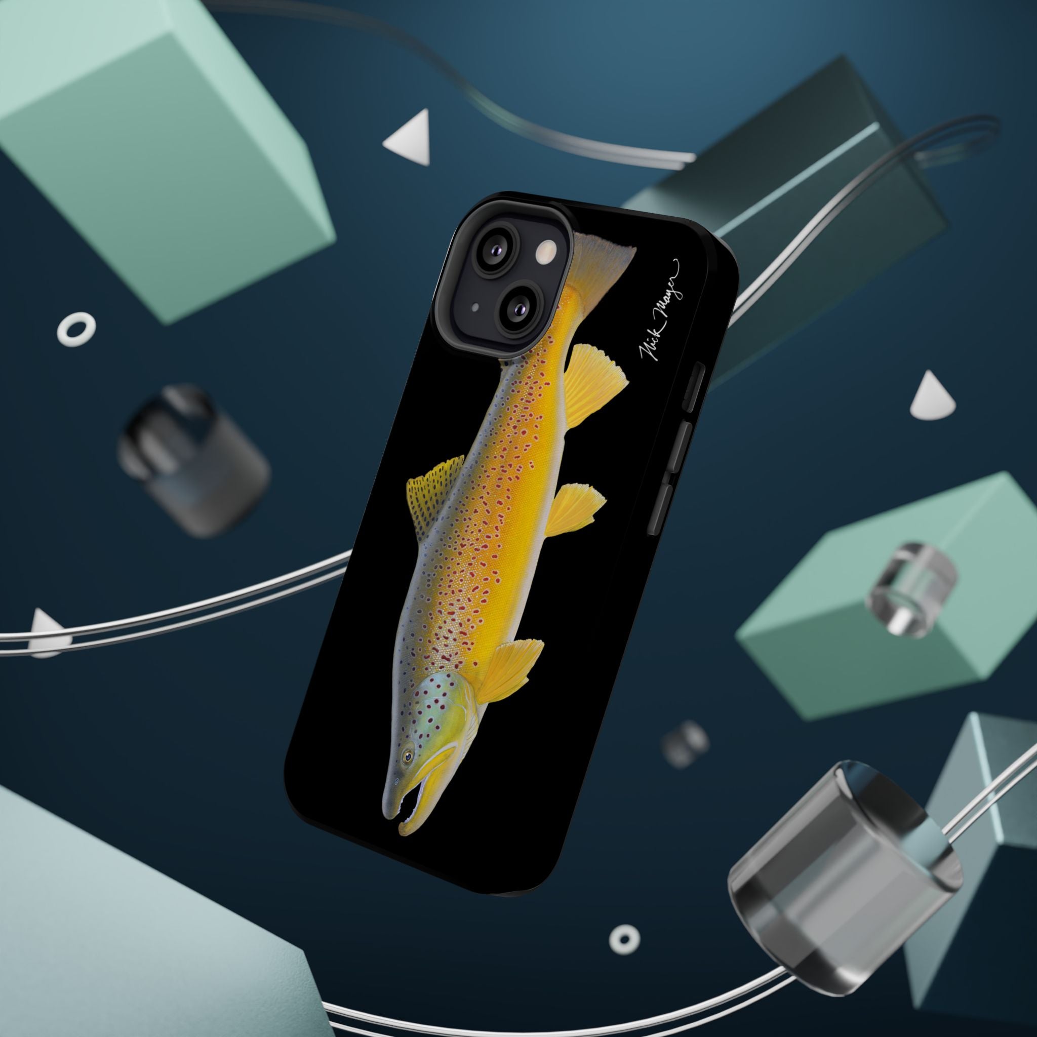 Brown Trout 3 Black MagSafe iPhone Case