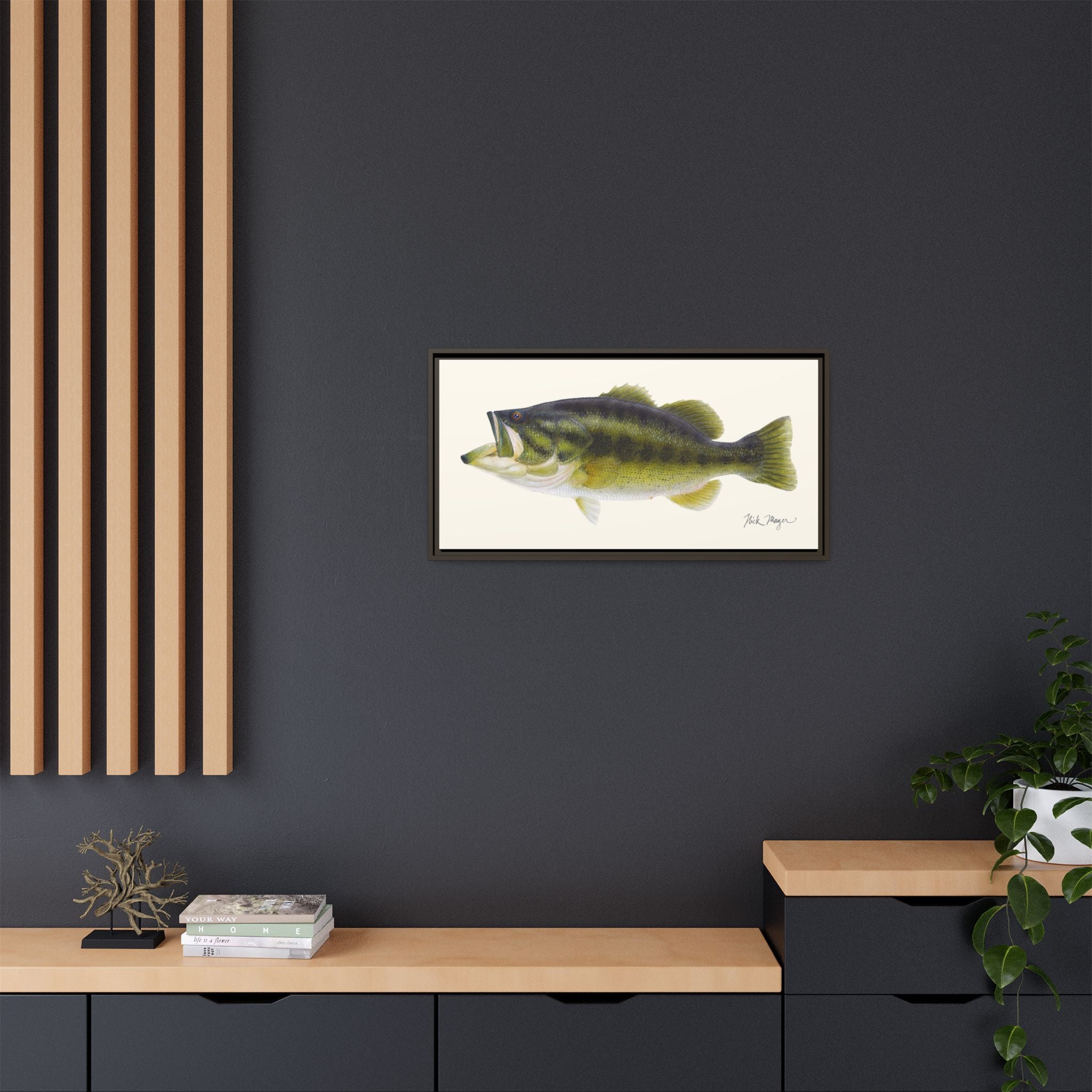 Largemouth Bass I Framed Canvas Print Printify