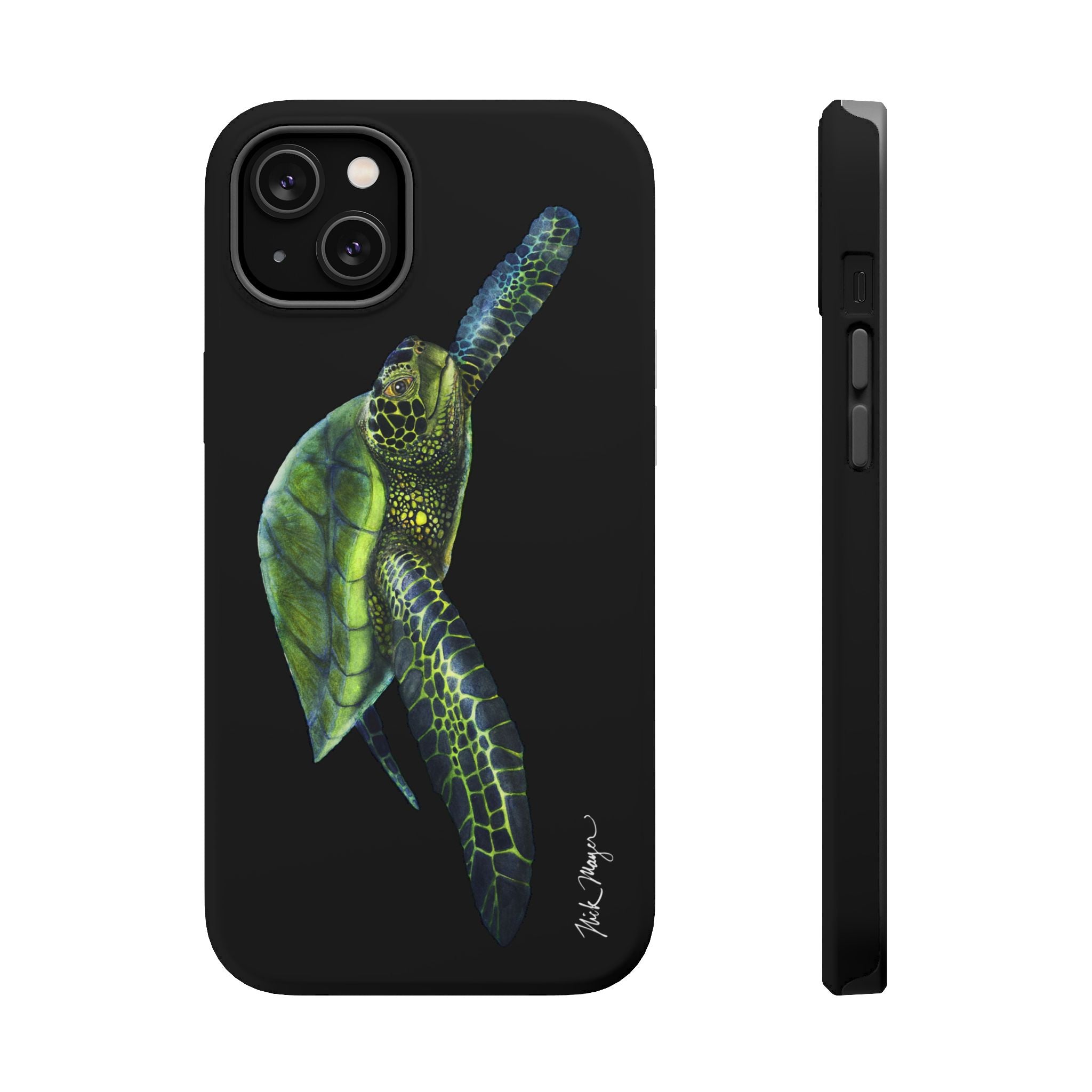 Green Sea Turtle MagSafe Black iPhone Case
