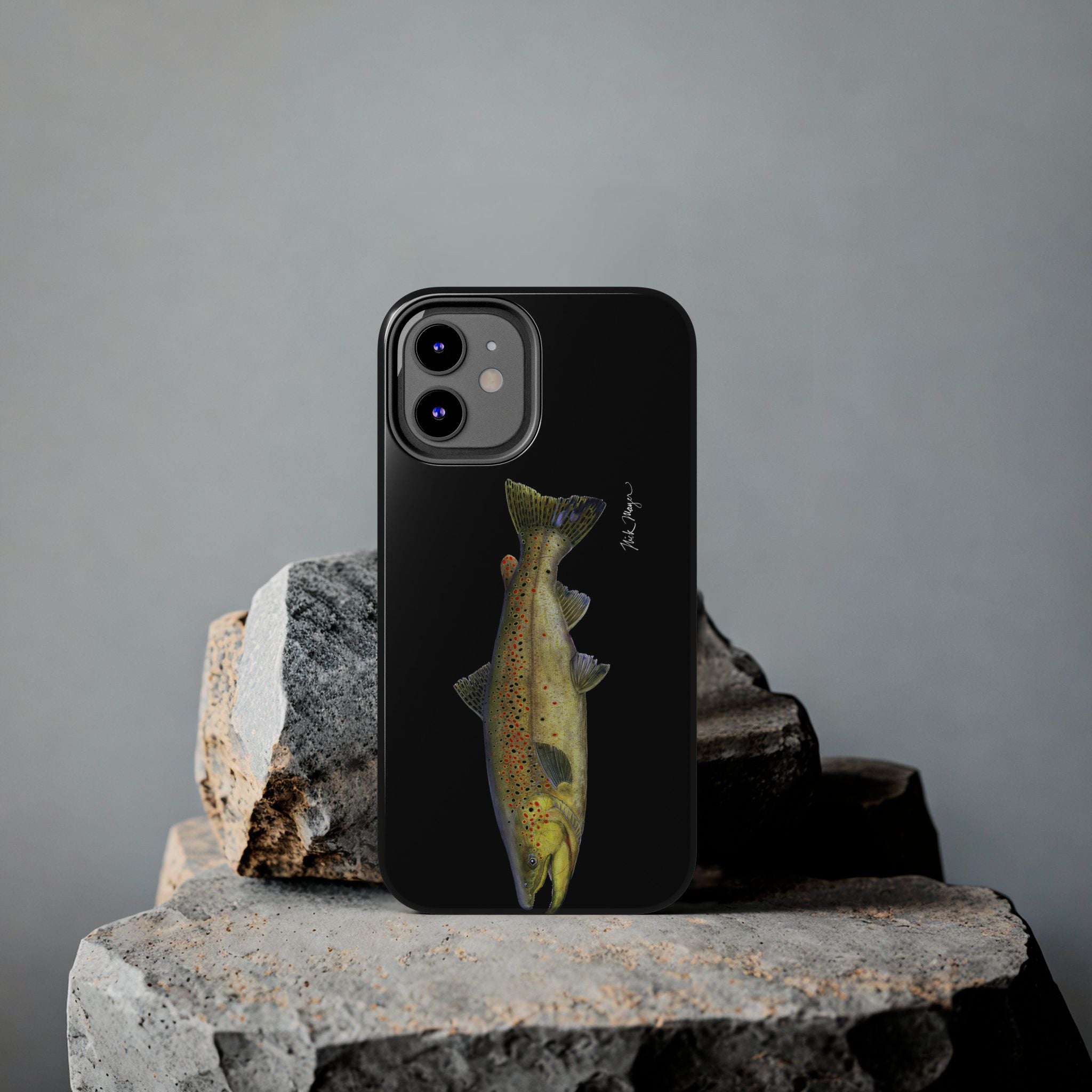 Brown Trout Black Phone Case (iPhone)