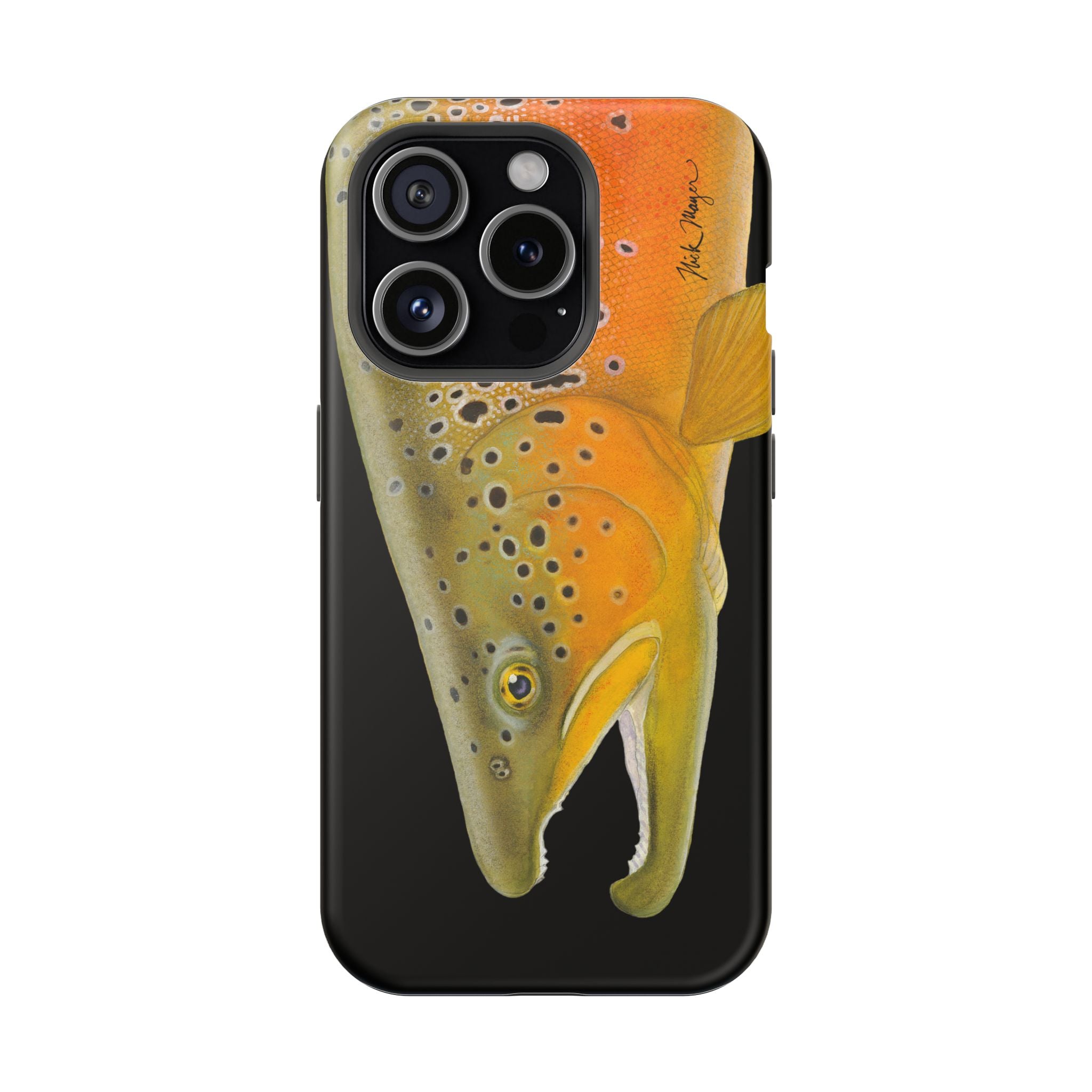Brown Trout 2 Black MagSafe iPhone Case