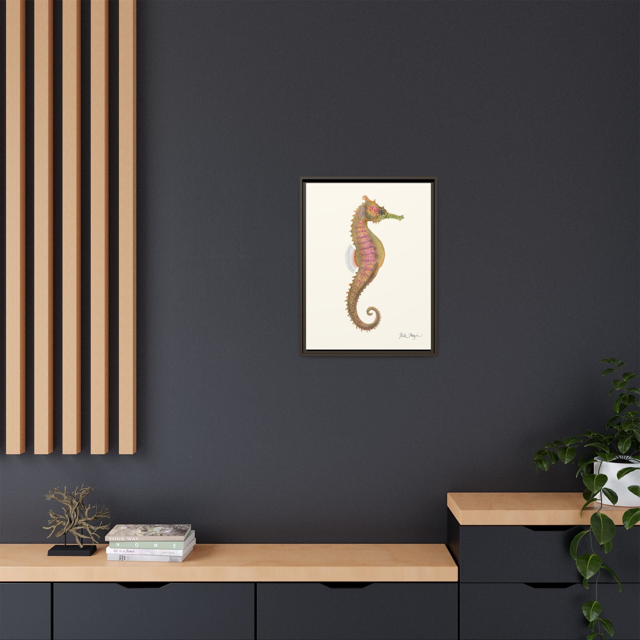 Estuary Seahorse Framed Canvas Print Printify