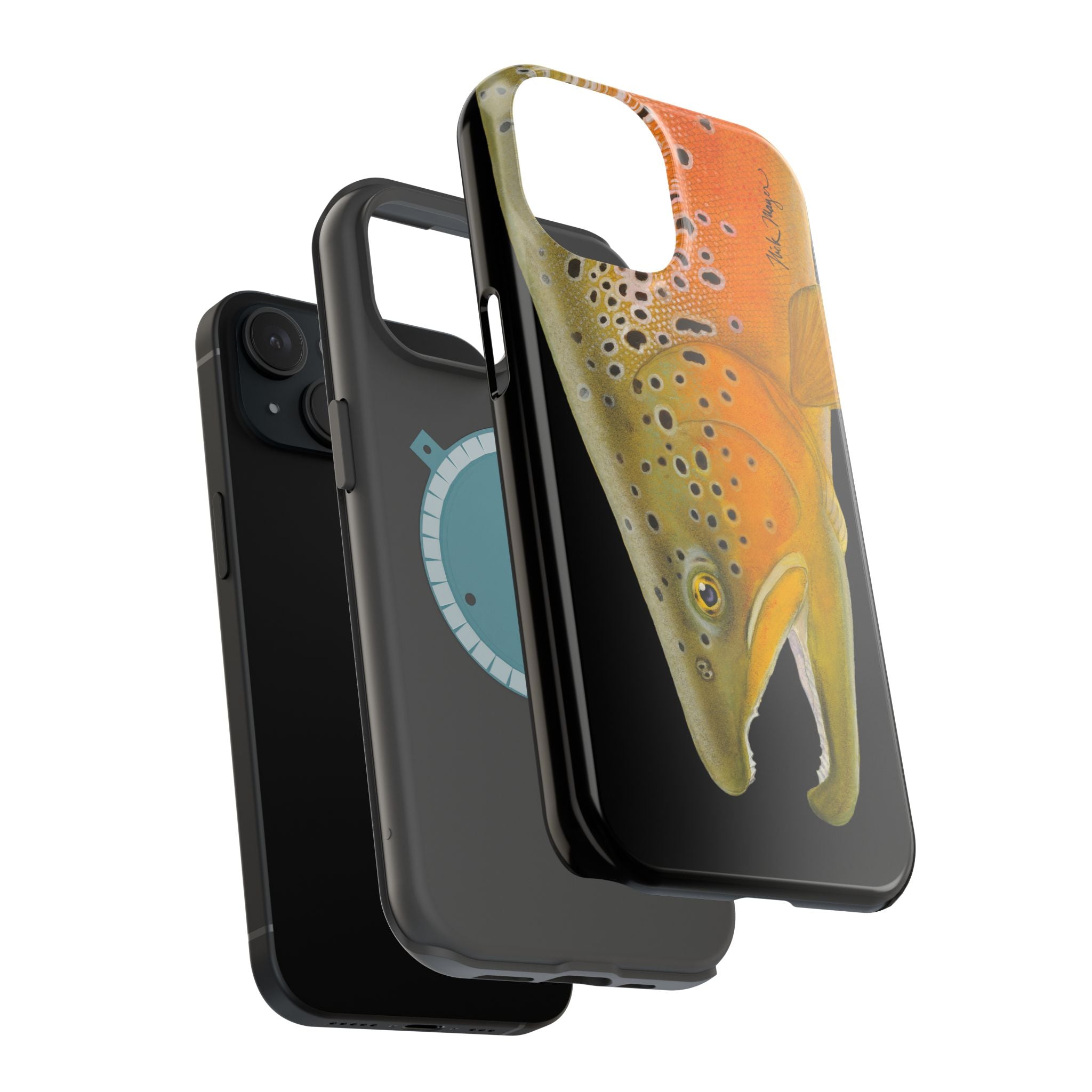 Brown Trout 2 Black MagSafe iPhone Case