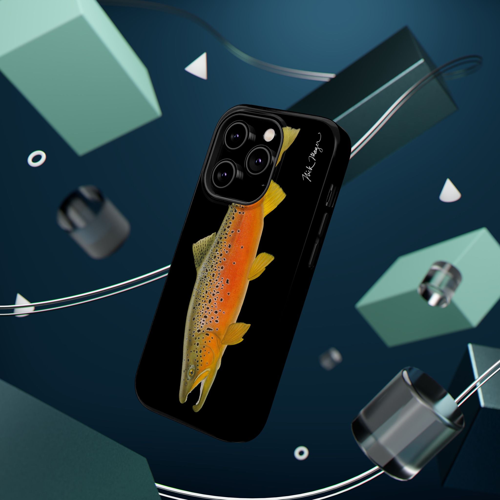 Brown Trout 2 Black MagSafe iPhone Case, NEW for Holiday 2025!
