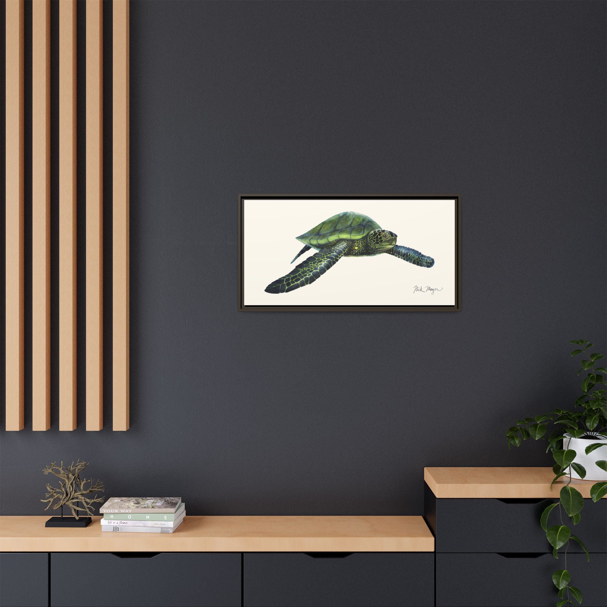 Green Sea Turtle I Framed Canvas Print Printify
