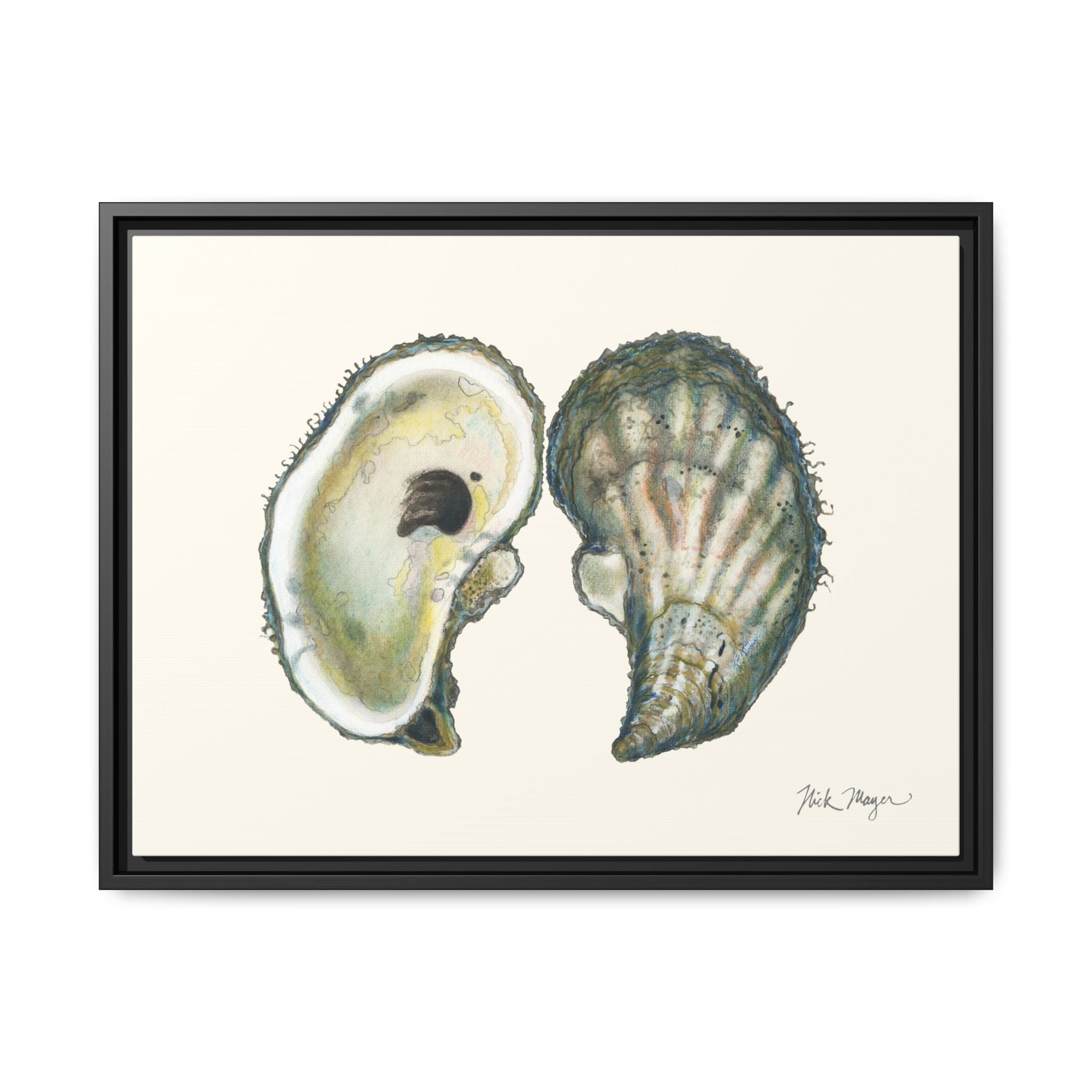 Framed Oysters Art Print — Coastal Sea Shell Wall Decor Printify
