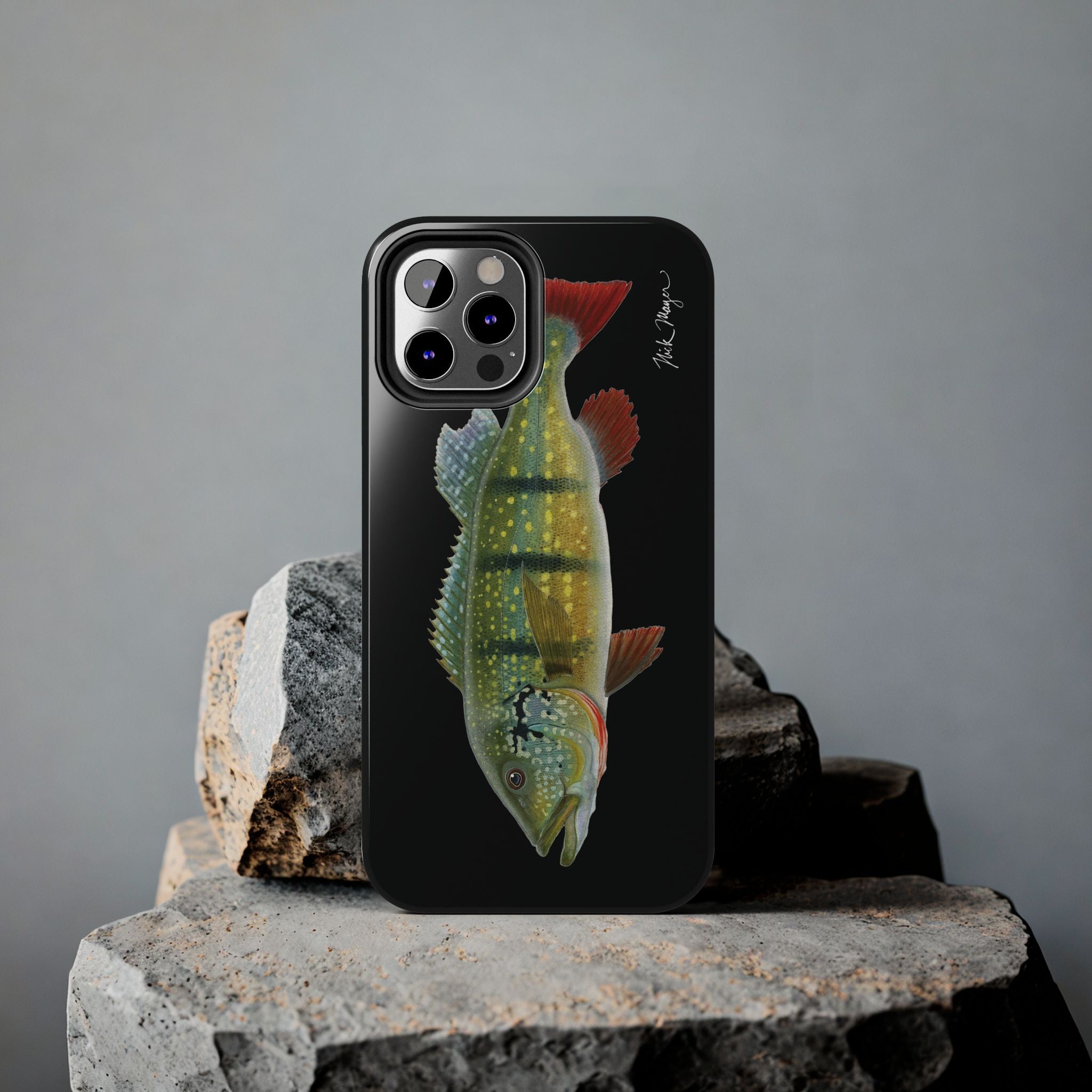 Peacock Bass Black iPhone Case