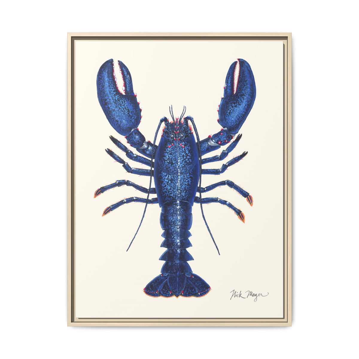 Blue Lobster II Framed Canvas Print Printify