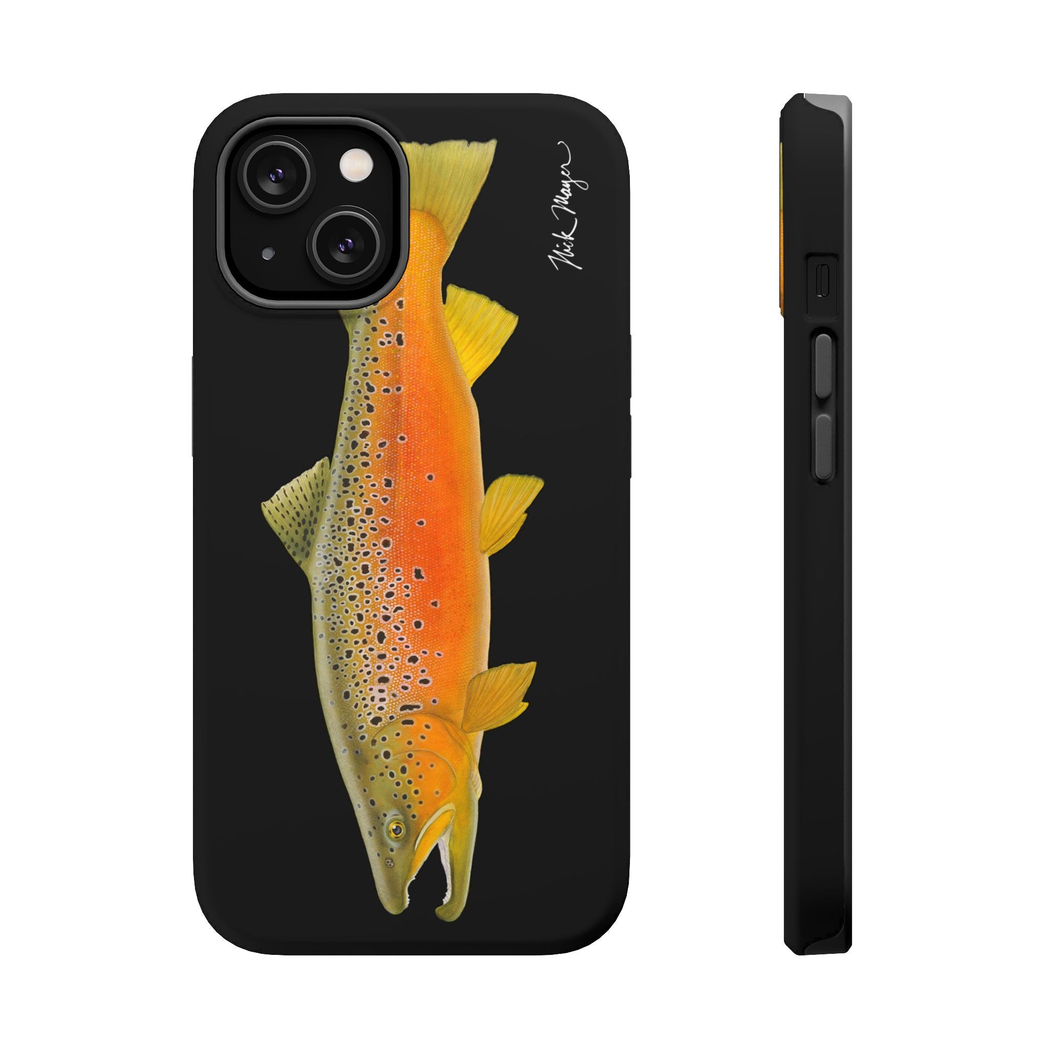 Brown Trout 2 Black MagSafe iPhone Case, NEW for Holiday 2025!