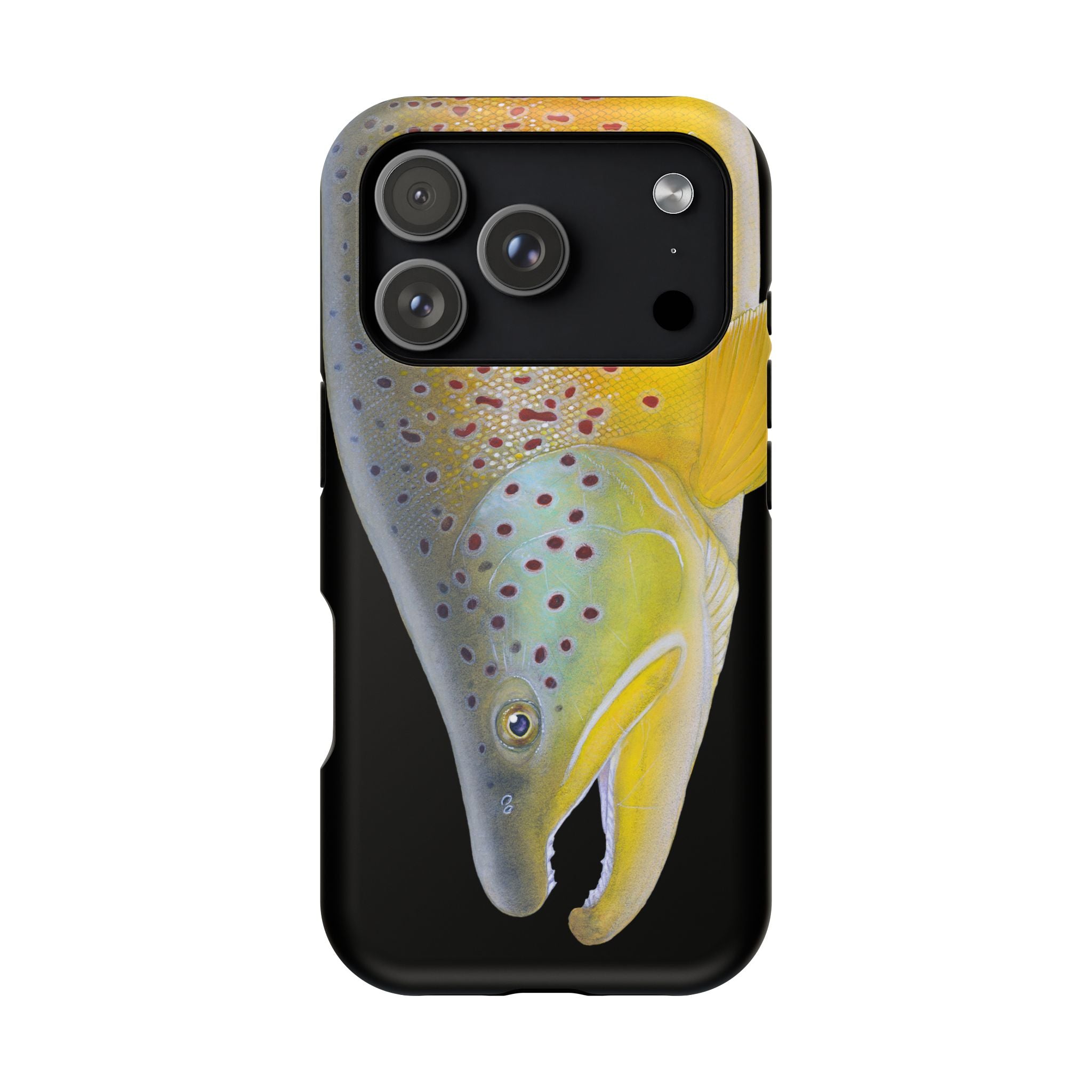 Brown Trout 3 Face Black MagSafe iPhone Case