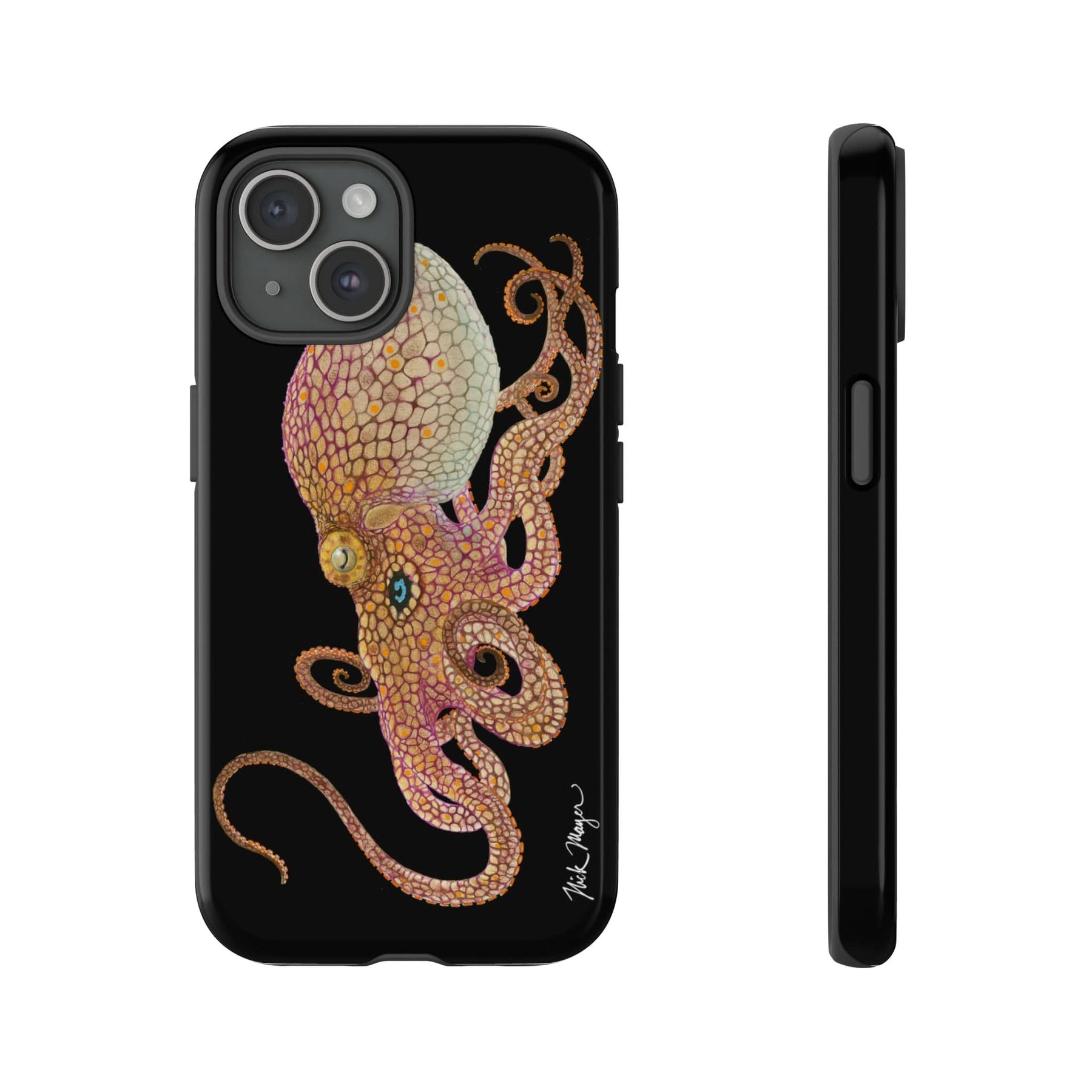 Two Spot Octopus Black iPhone 15 Case