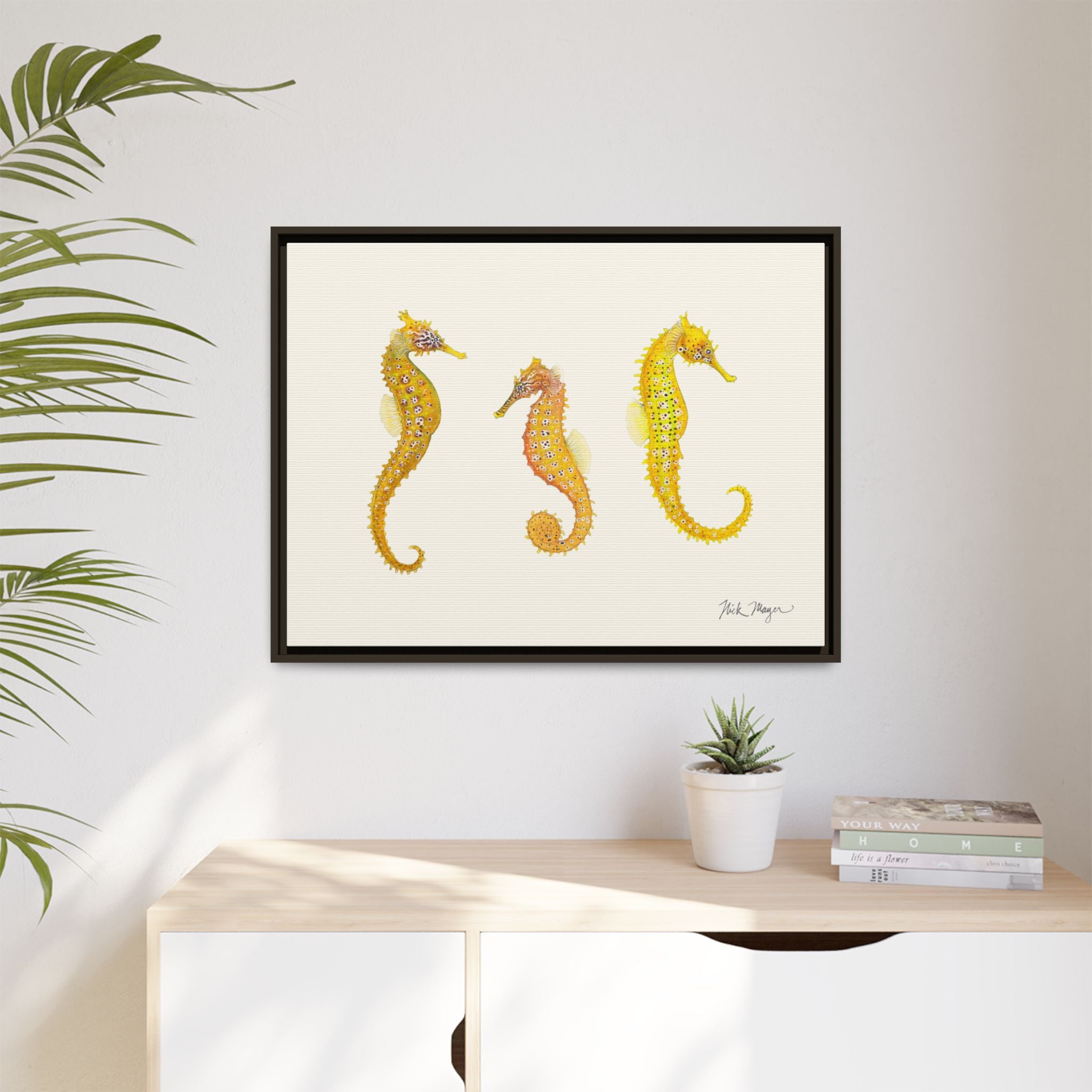 Giant Seahorse Trio Framed Canvas Print Printify