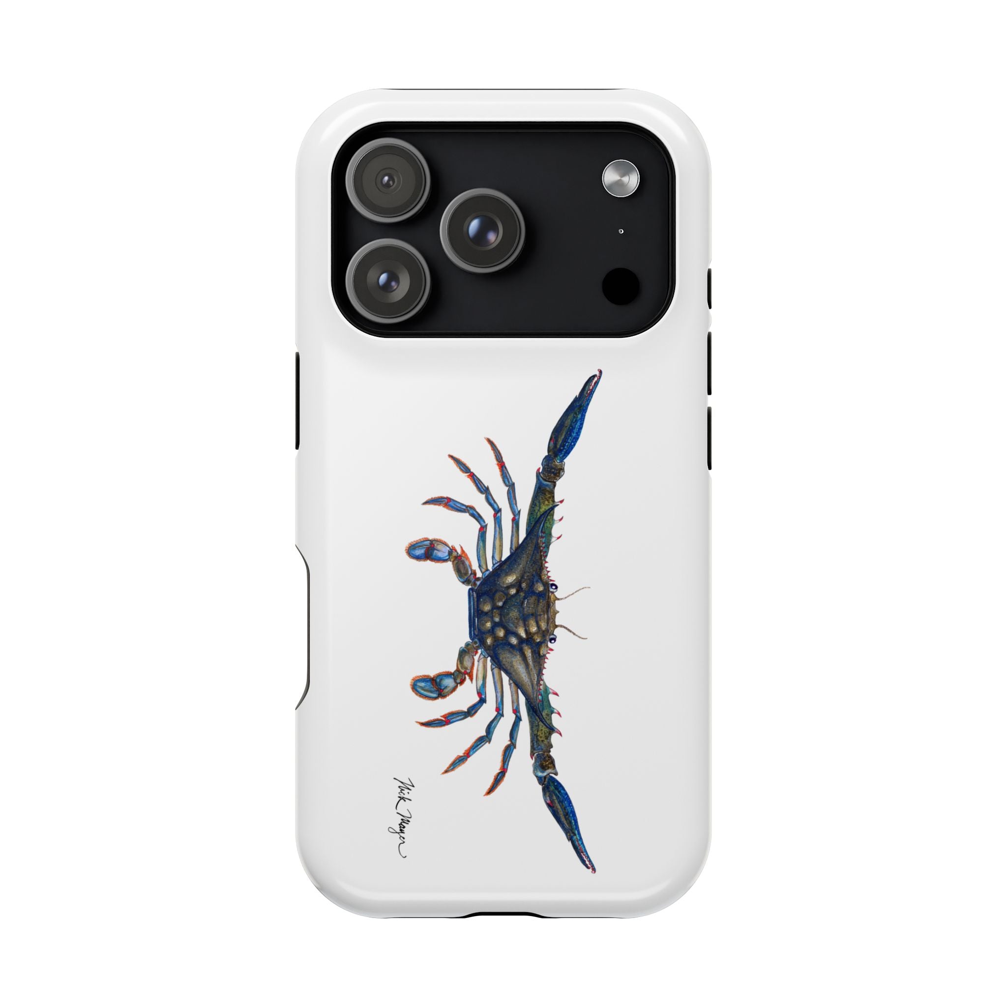 Blue Crab MagSafe White iPhone Case