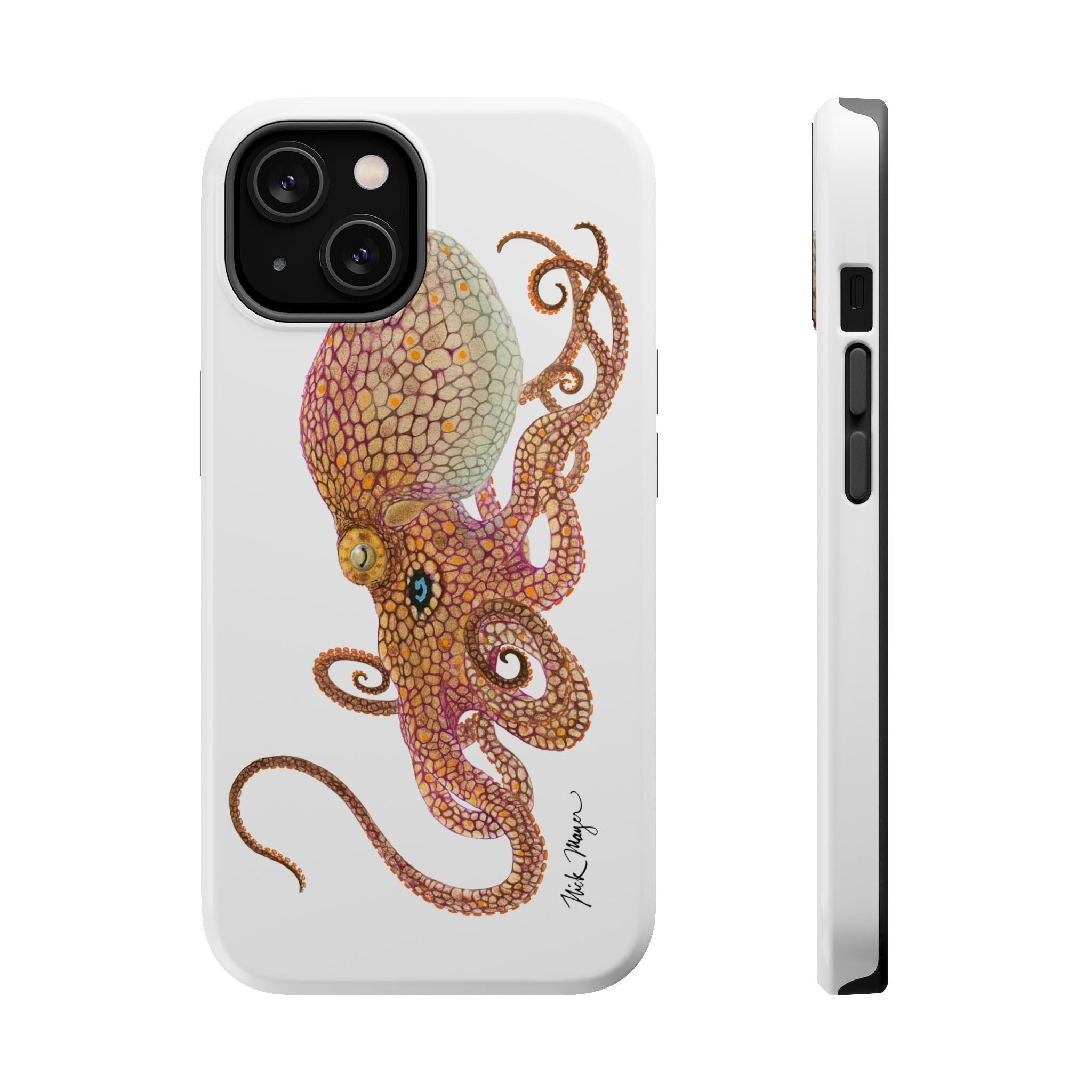 Two Spot Octopus MagSafe White iPhone Case