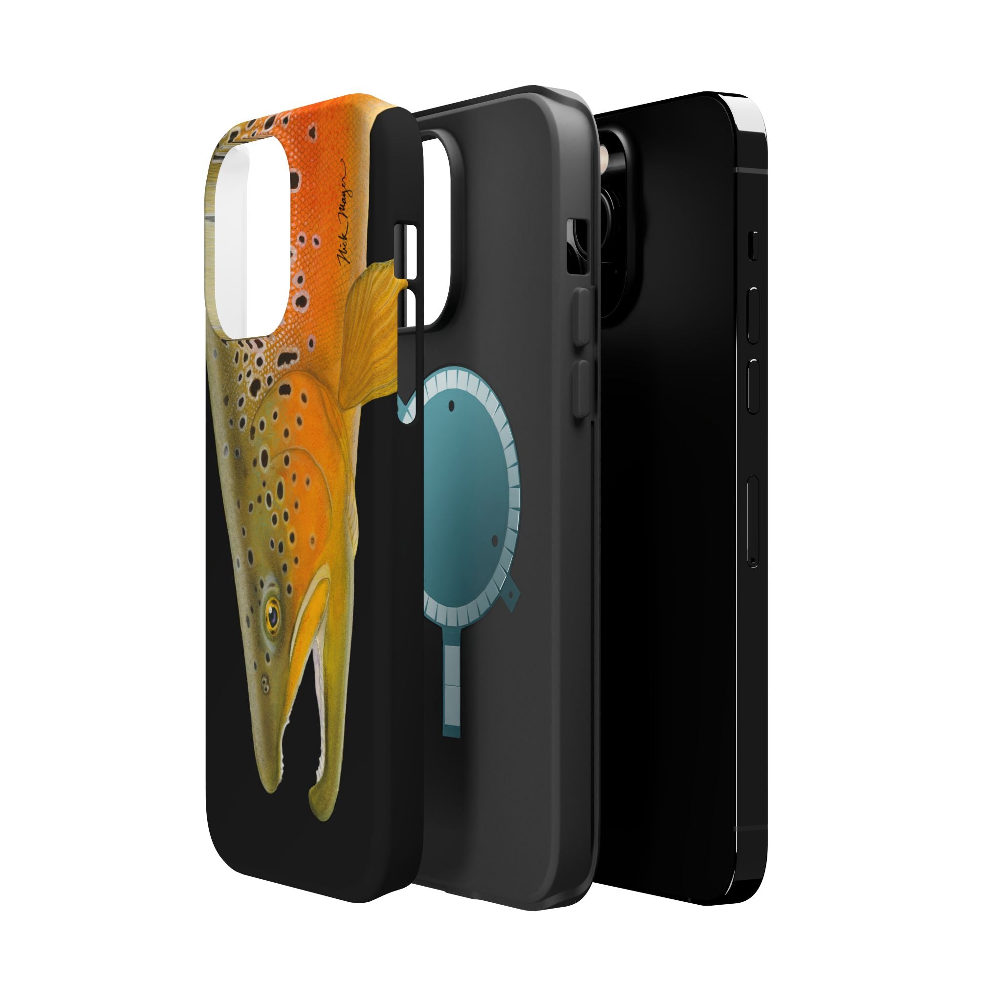 Brown Trout 2 Black MagSafe iPhone Case