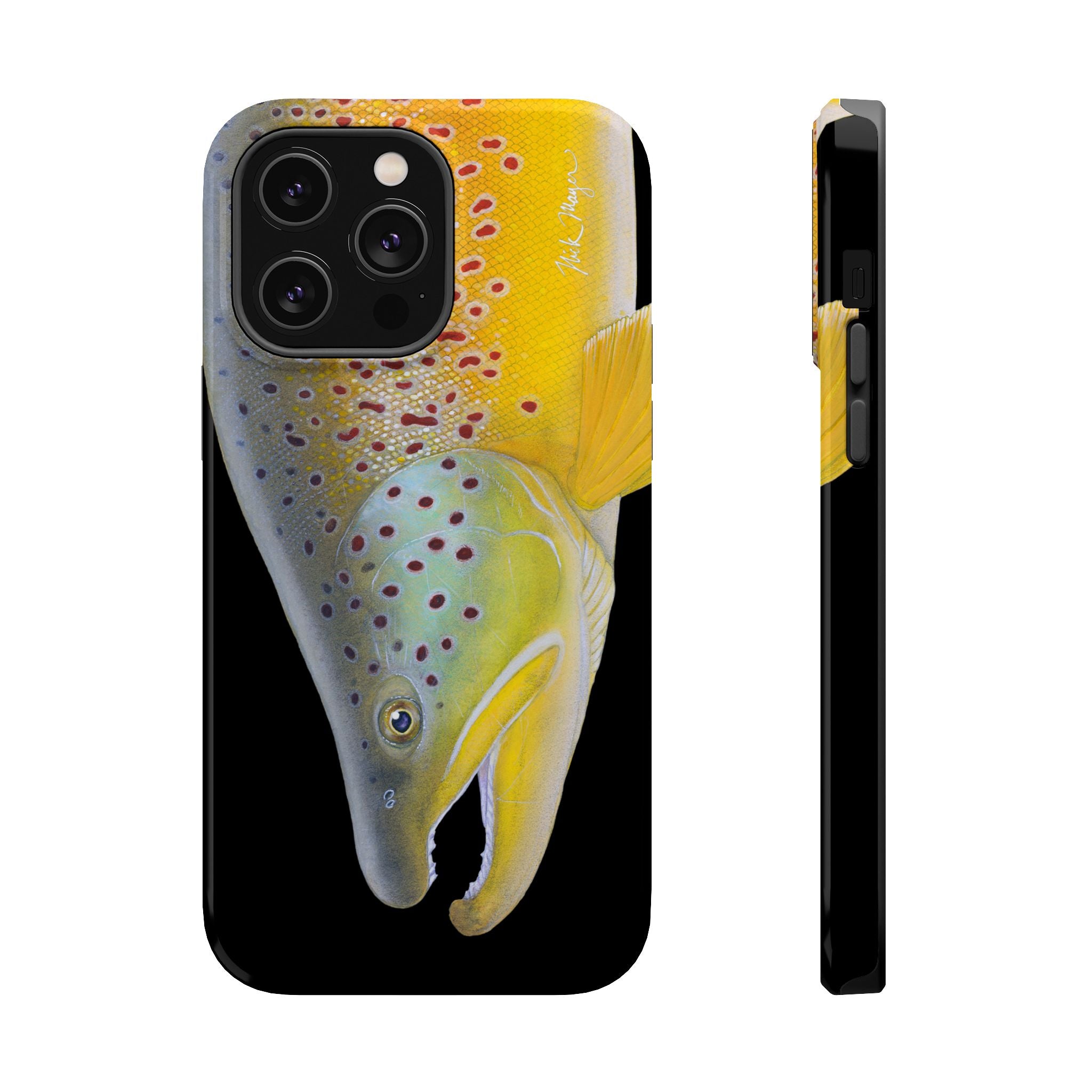 Brown Trout 3 Face Black MagSafe iPhone Case