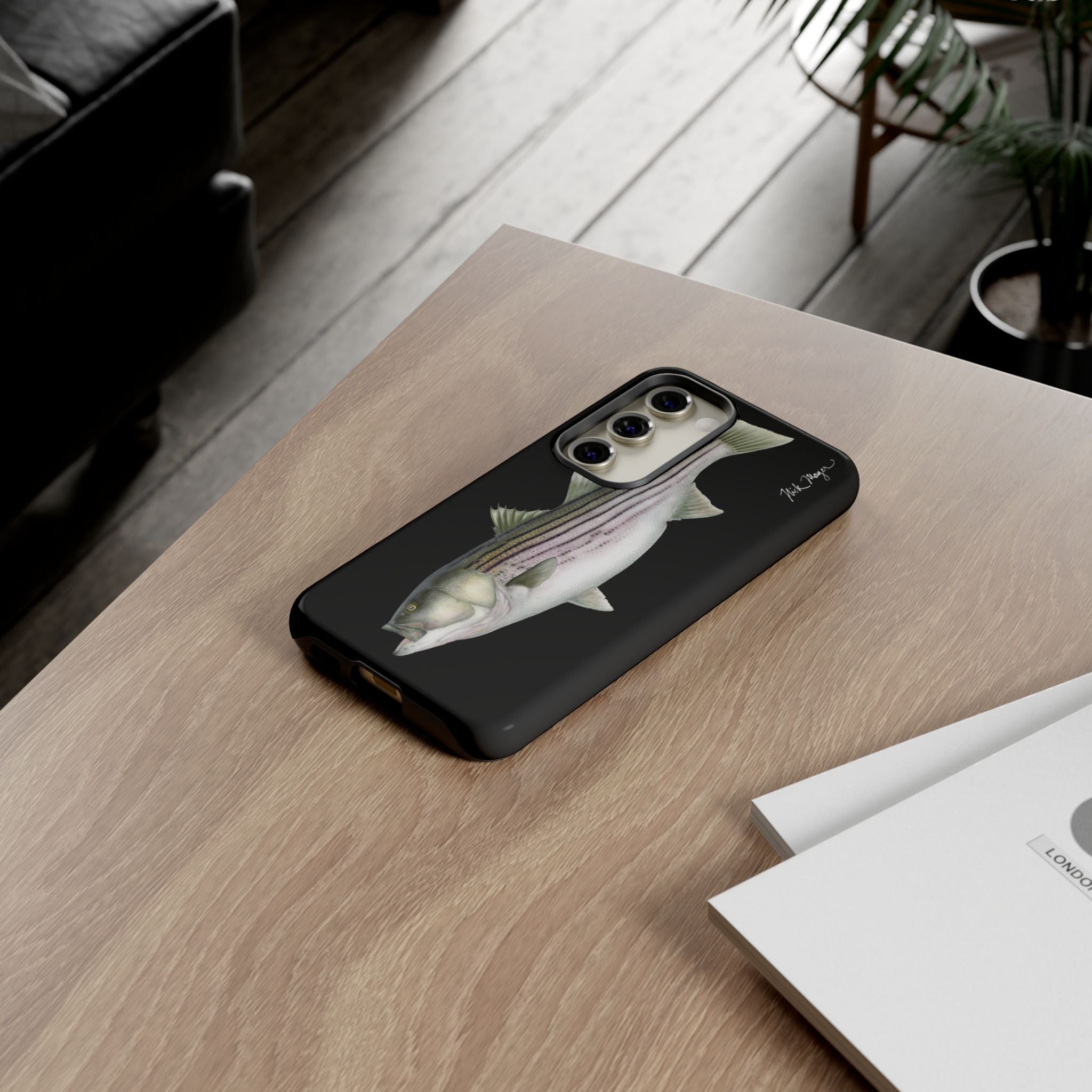 30 lb Striper Black Phone Case (Samsung) Printify