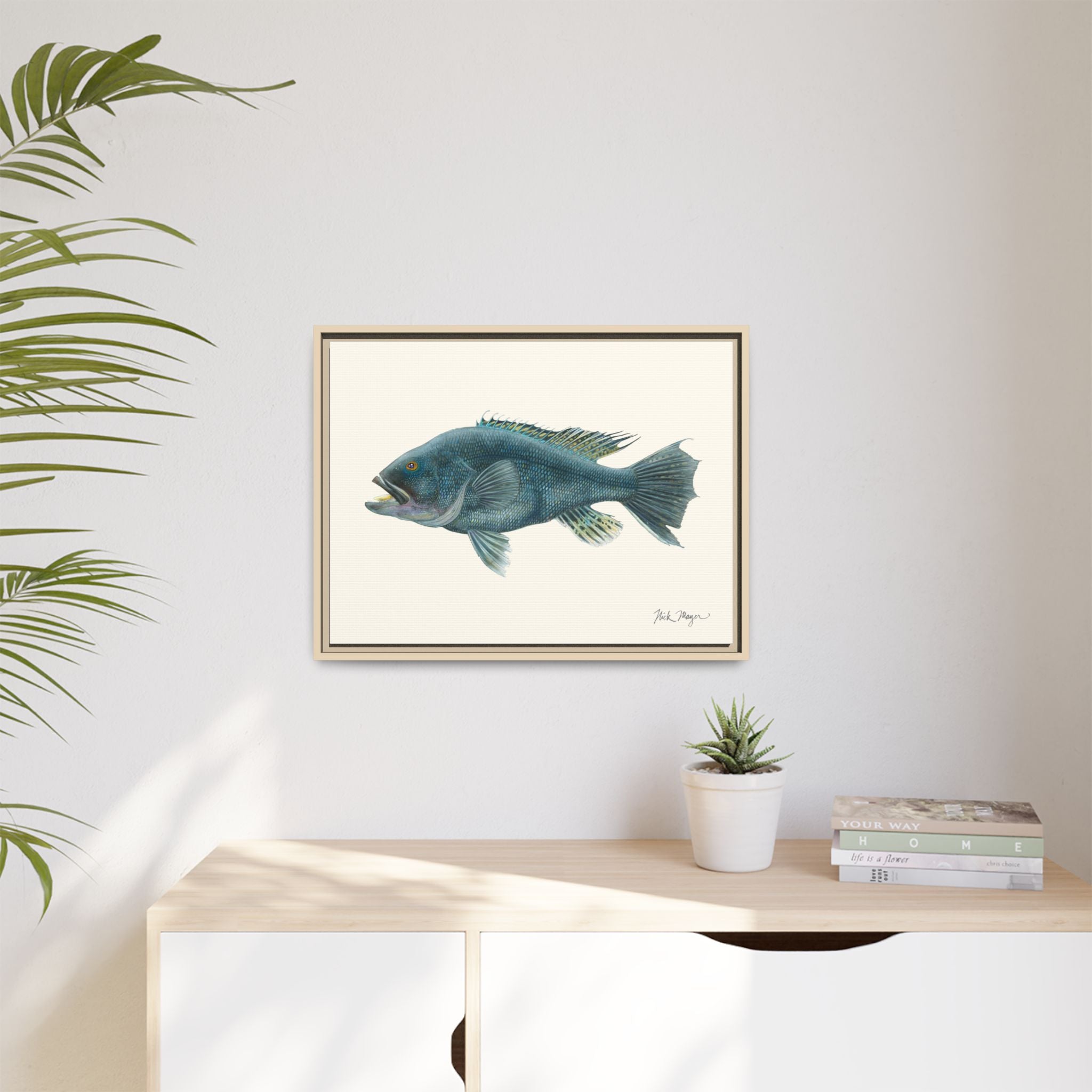 Black Sea Bass Framed Canvas Print Printify
