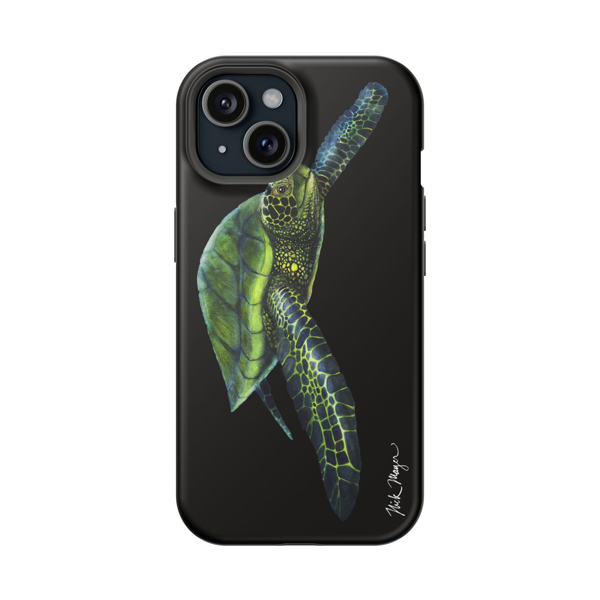 Green Sea Turtle MagSafe Black iPhone Case
