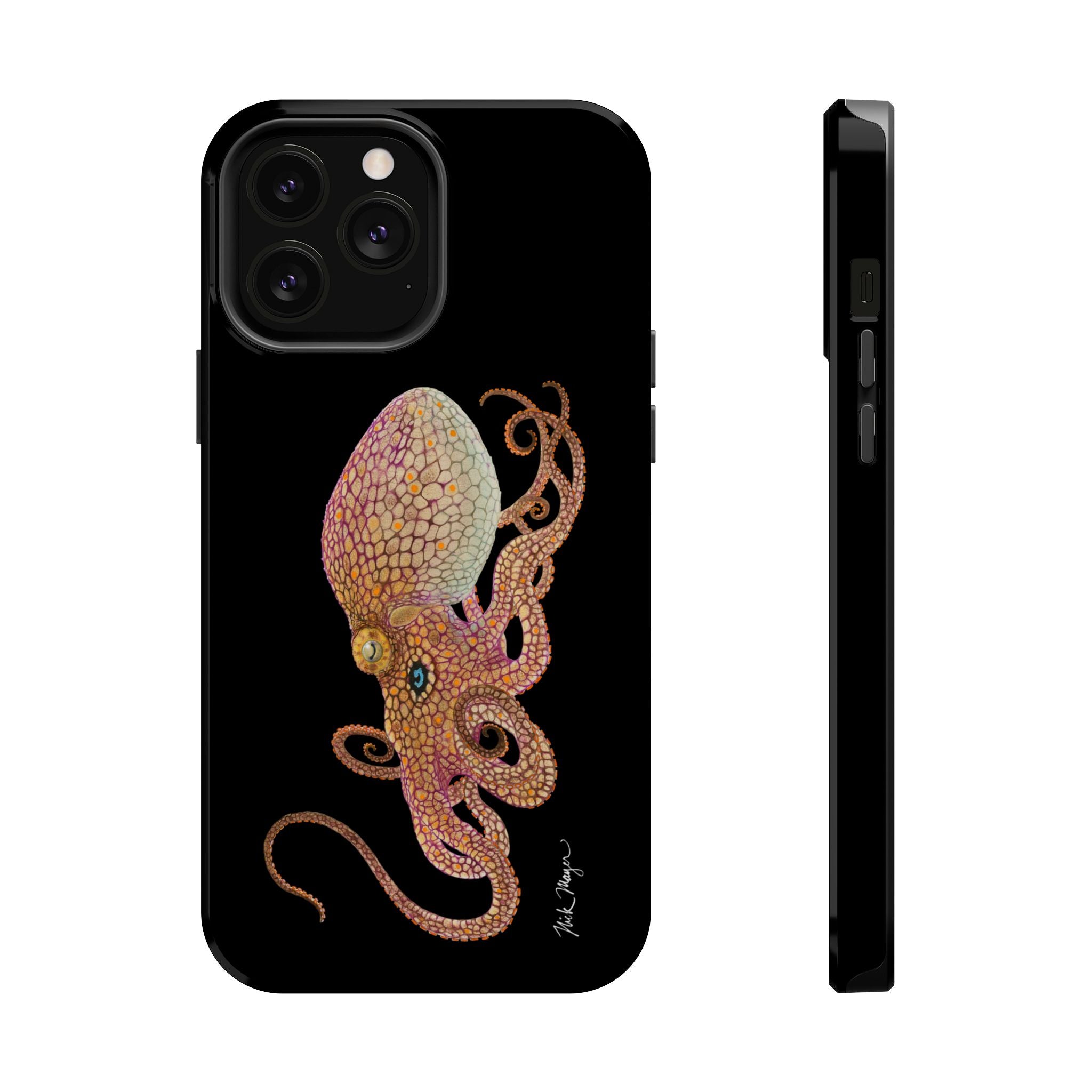 Two Spot Octopus MagSafe Black iPhone Case