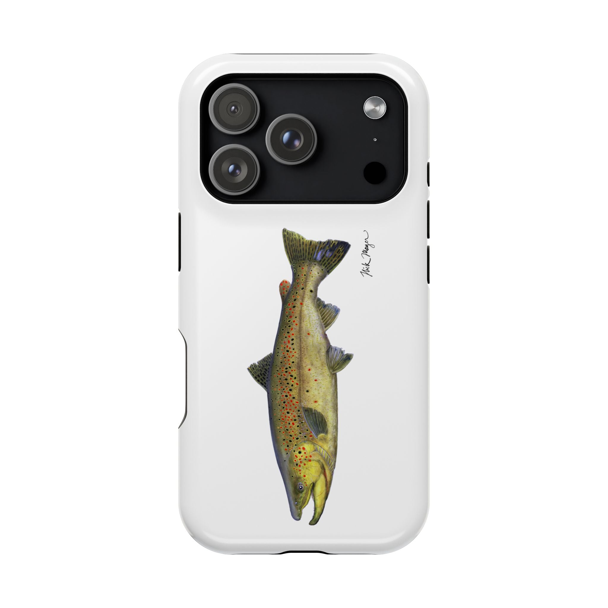 Brown Trout MagSafe White iPhone Case