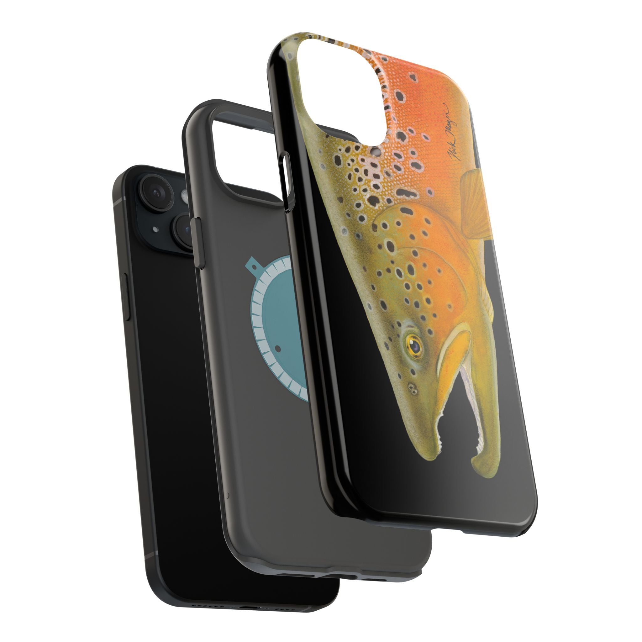 Brown Trout 2 Black MagSafe iPhone Case