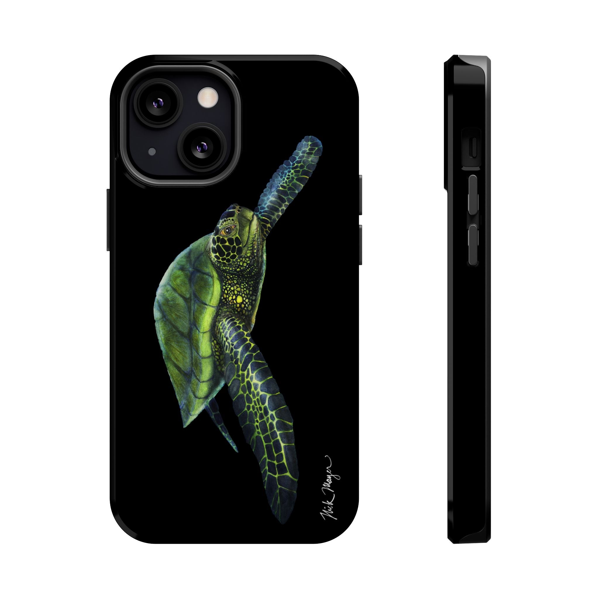 Green Sea Turtle MagSafe Black iPhone Case