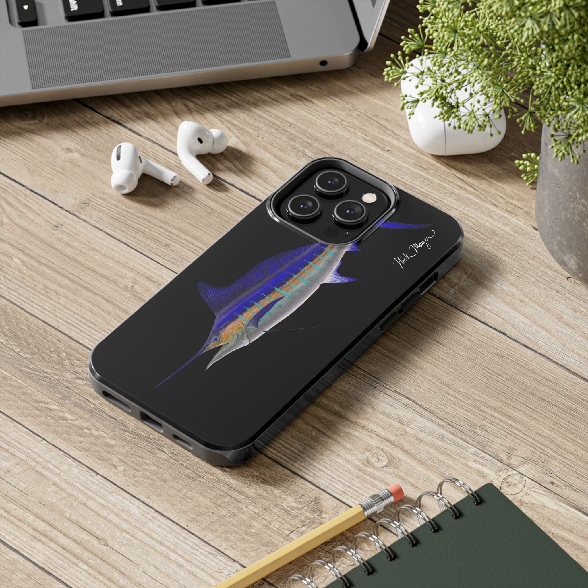 Striped Marlin Black Phone Case (iPhone)