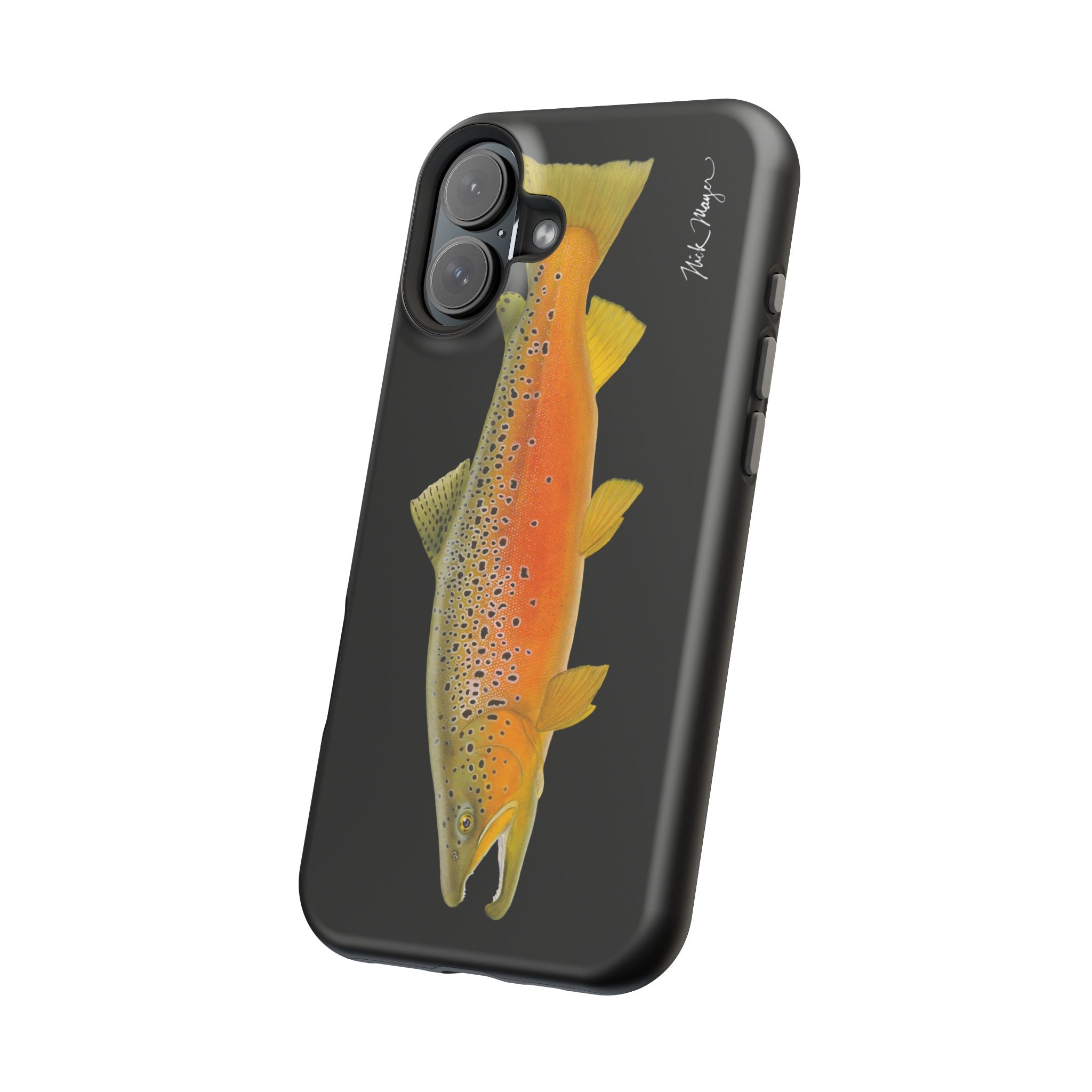 Brown Trout 2 Black MagSafe iPhone Case, NEW for Holiday 2025!