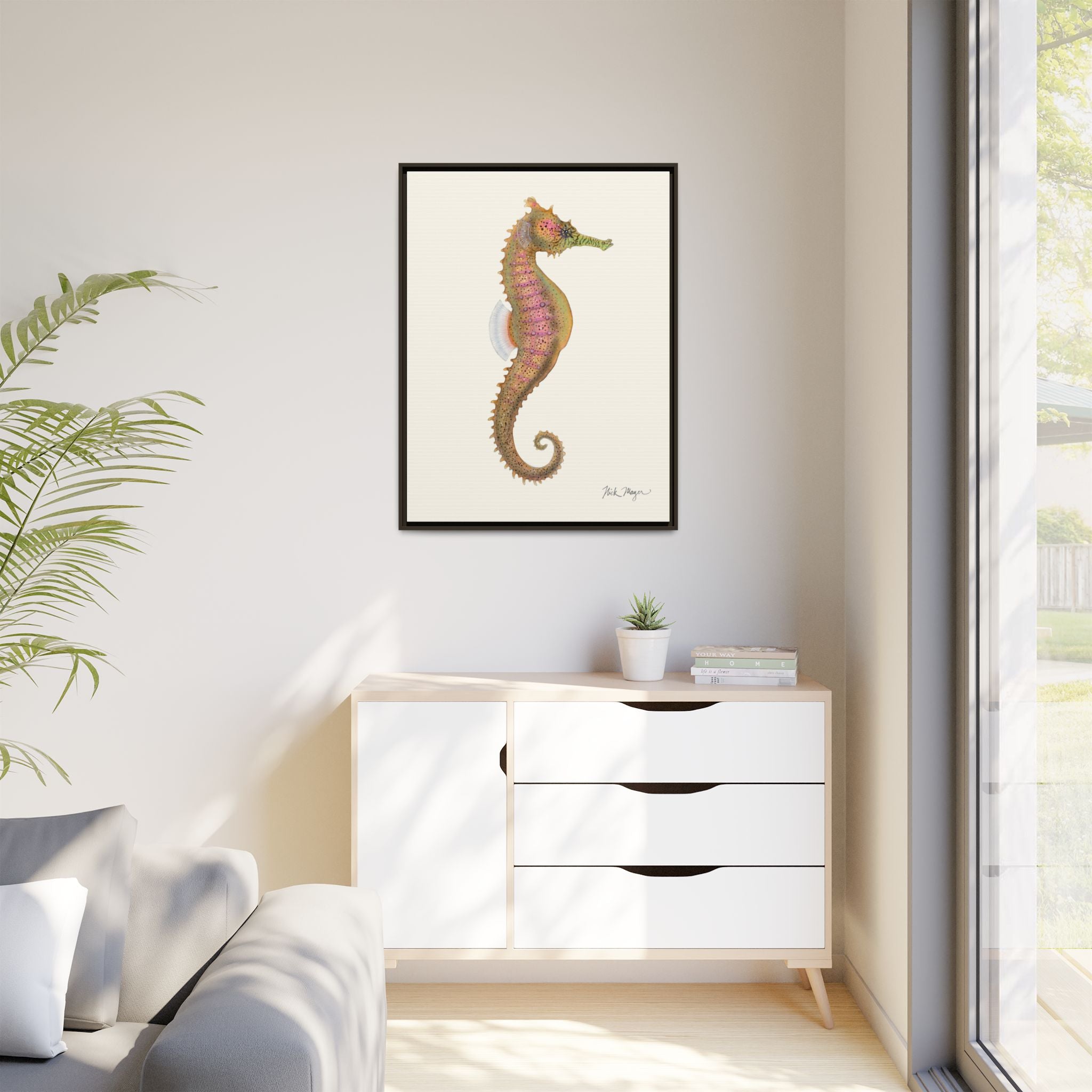 Estuary Seahorse Framed Canvas Print Printify