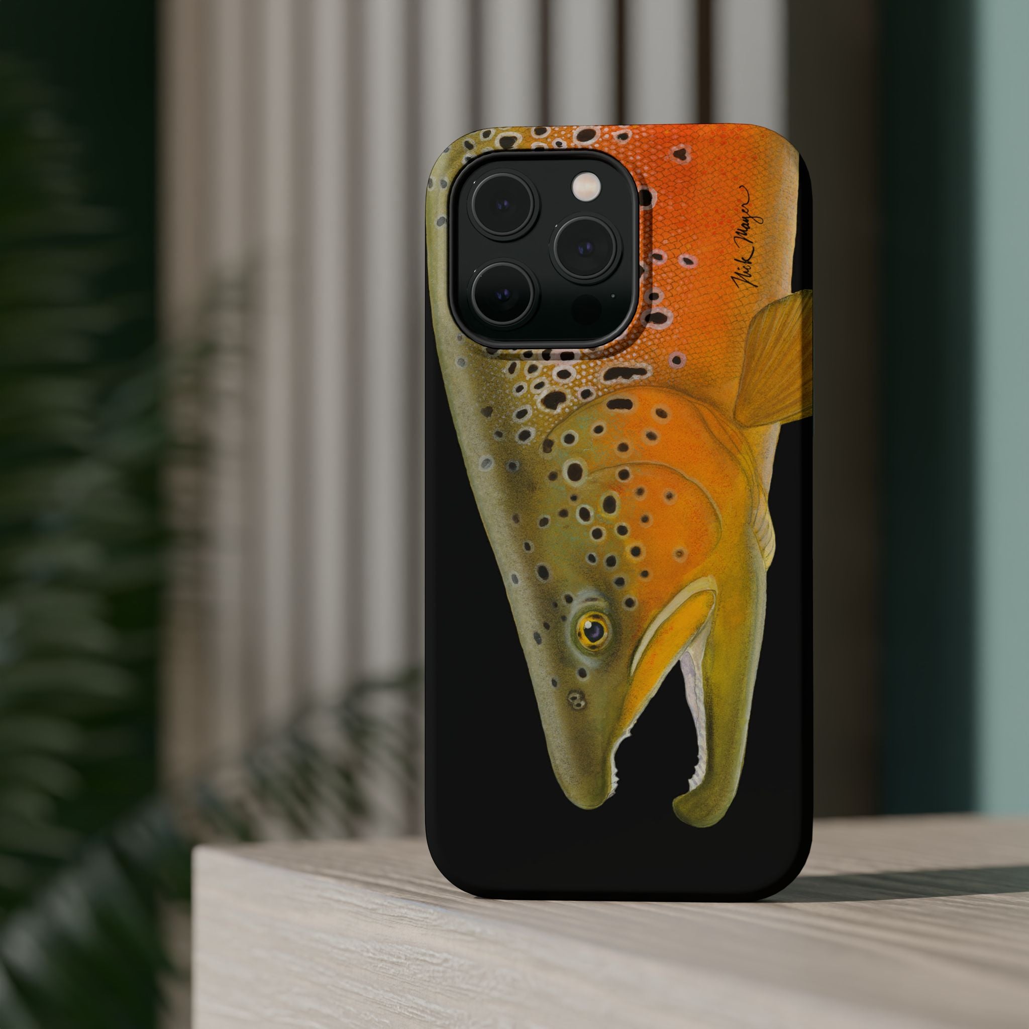 Brown Trout 2 Black MagSafe iPhone Case