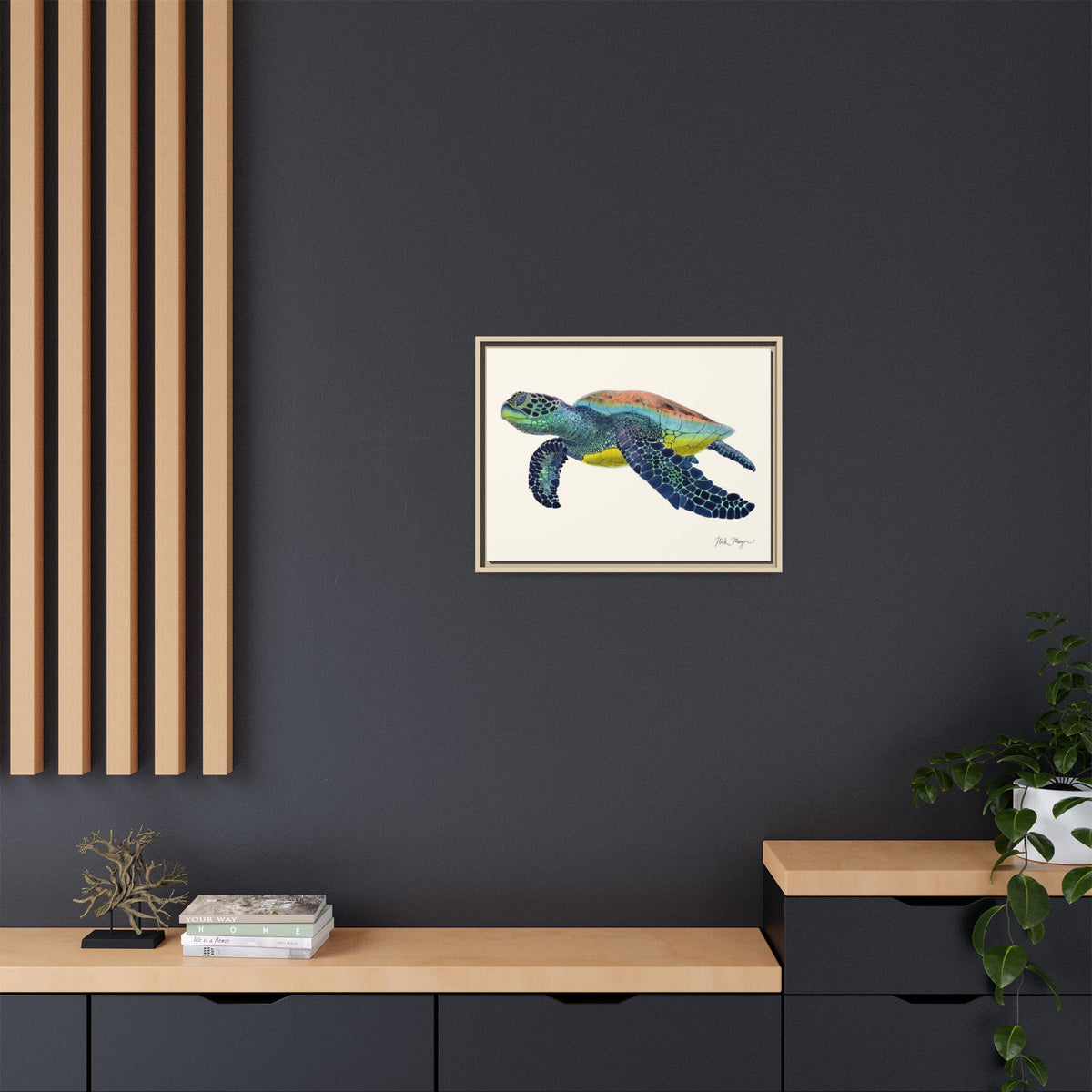 Green Sea Turtle II Framed Canvas Print Printify