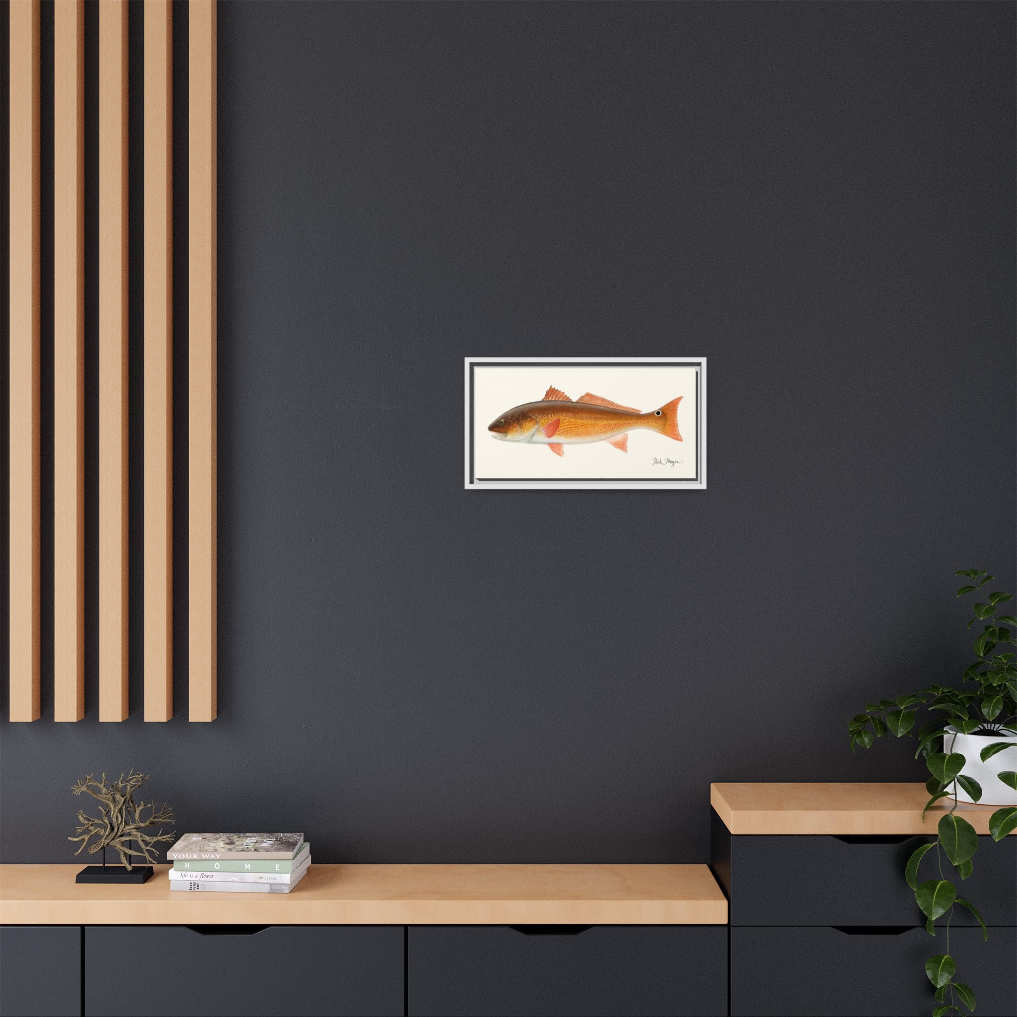 Redfish, 15 lbs Framed Canvas Print Printify