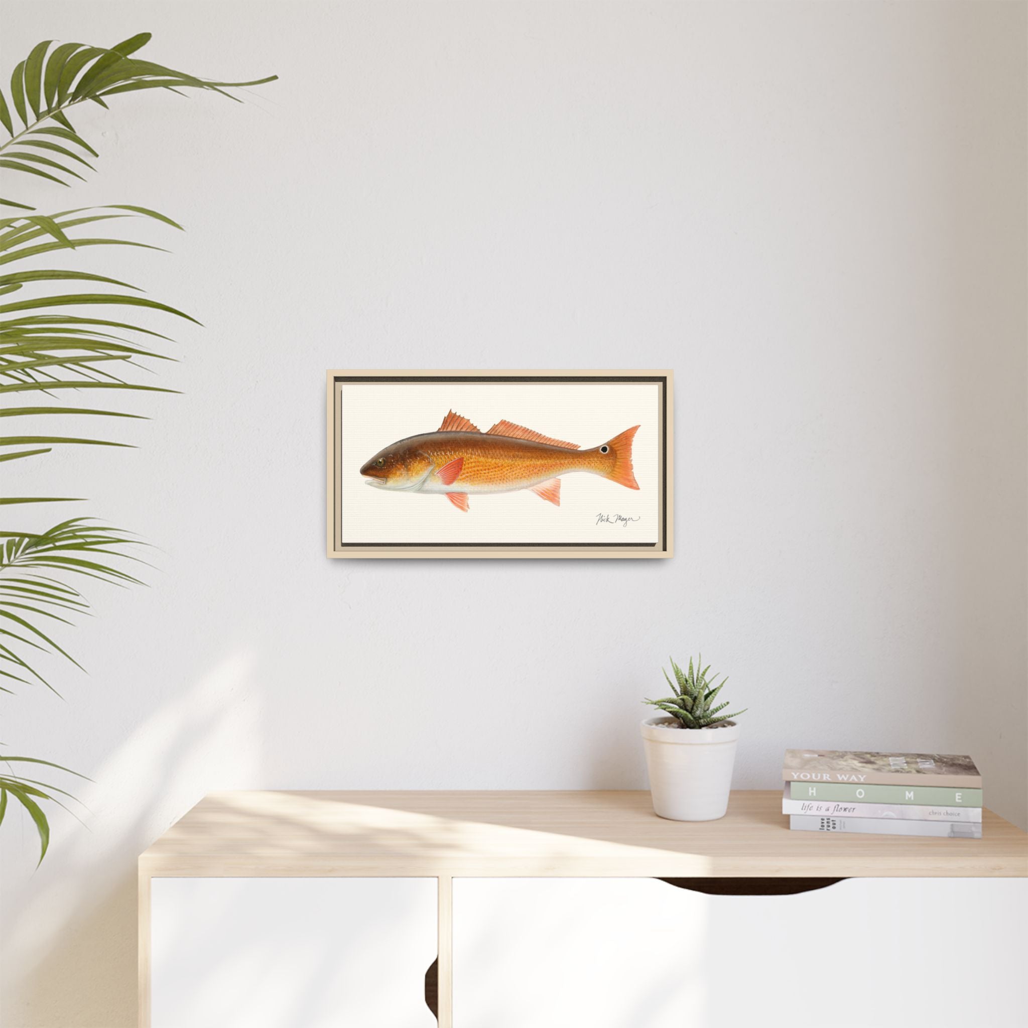 Redfish, 15 lbs Framed Canvas Print Printify