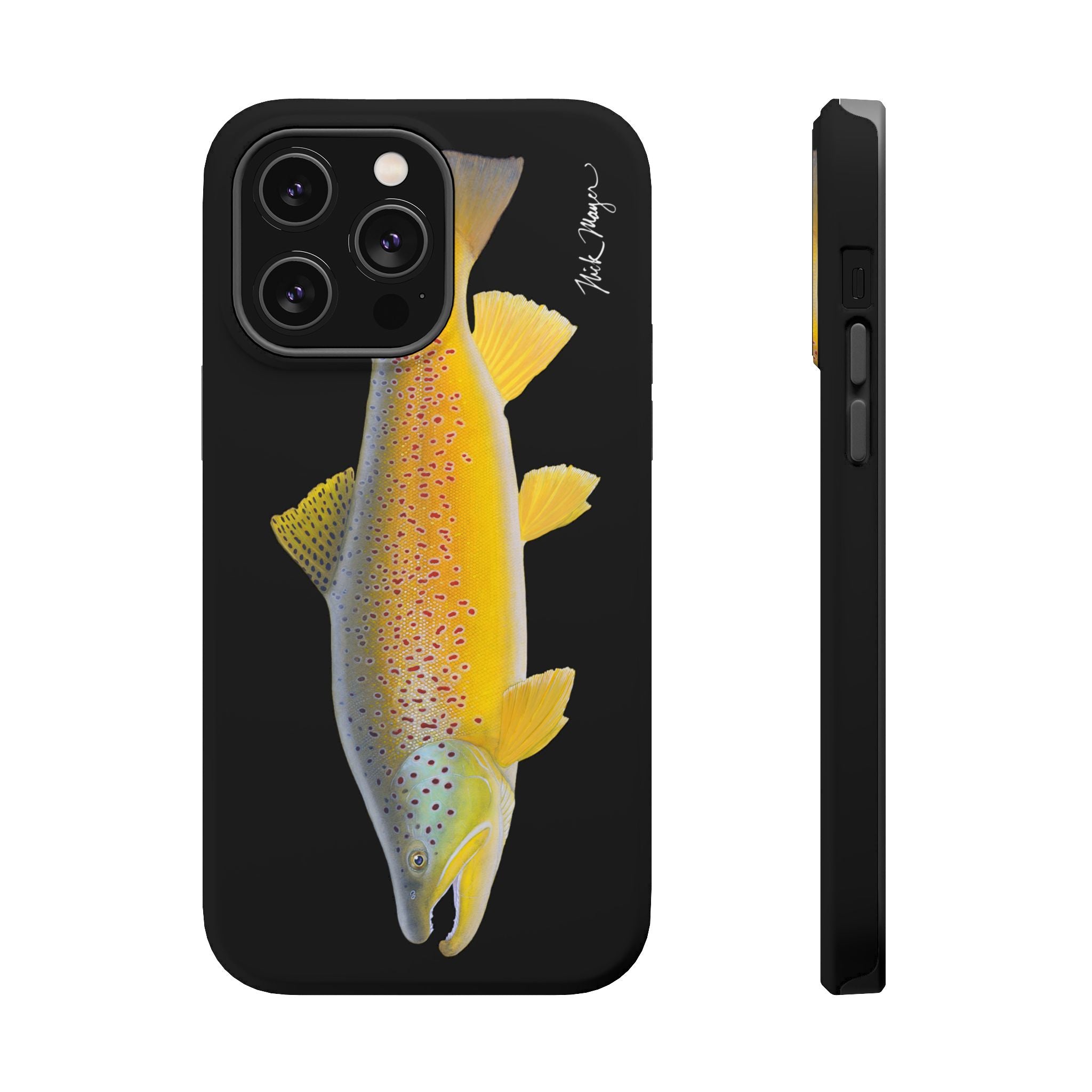 Brown Trout 3 Black MagSafe iPhone Case