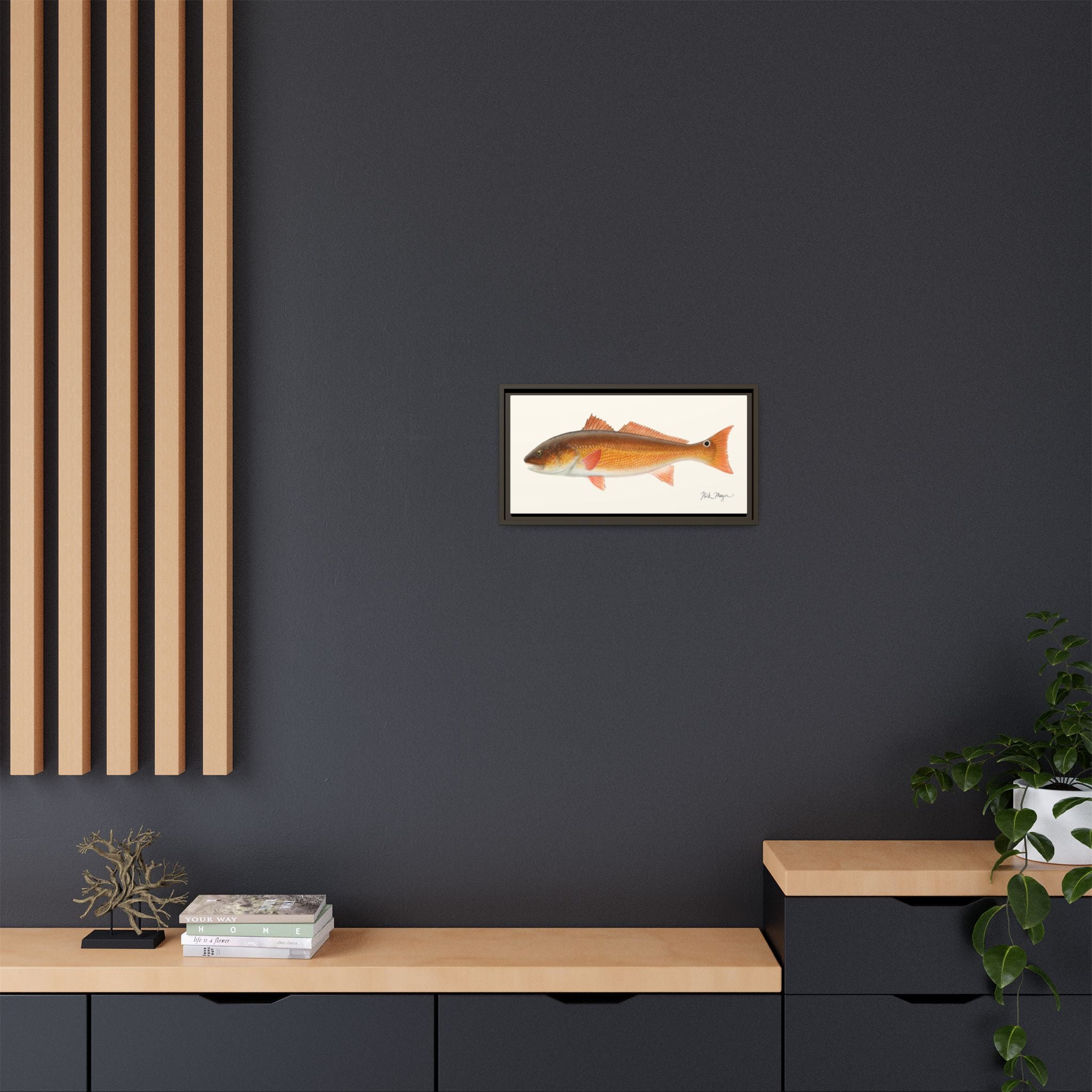 Redfish, 15 lbs Framed Canvas Print Printify